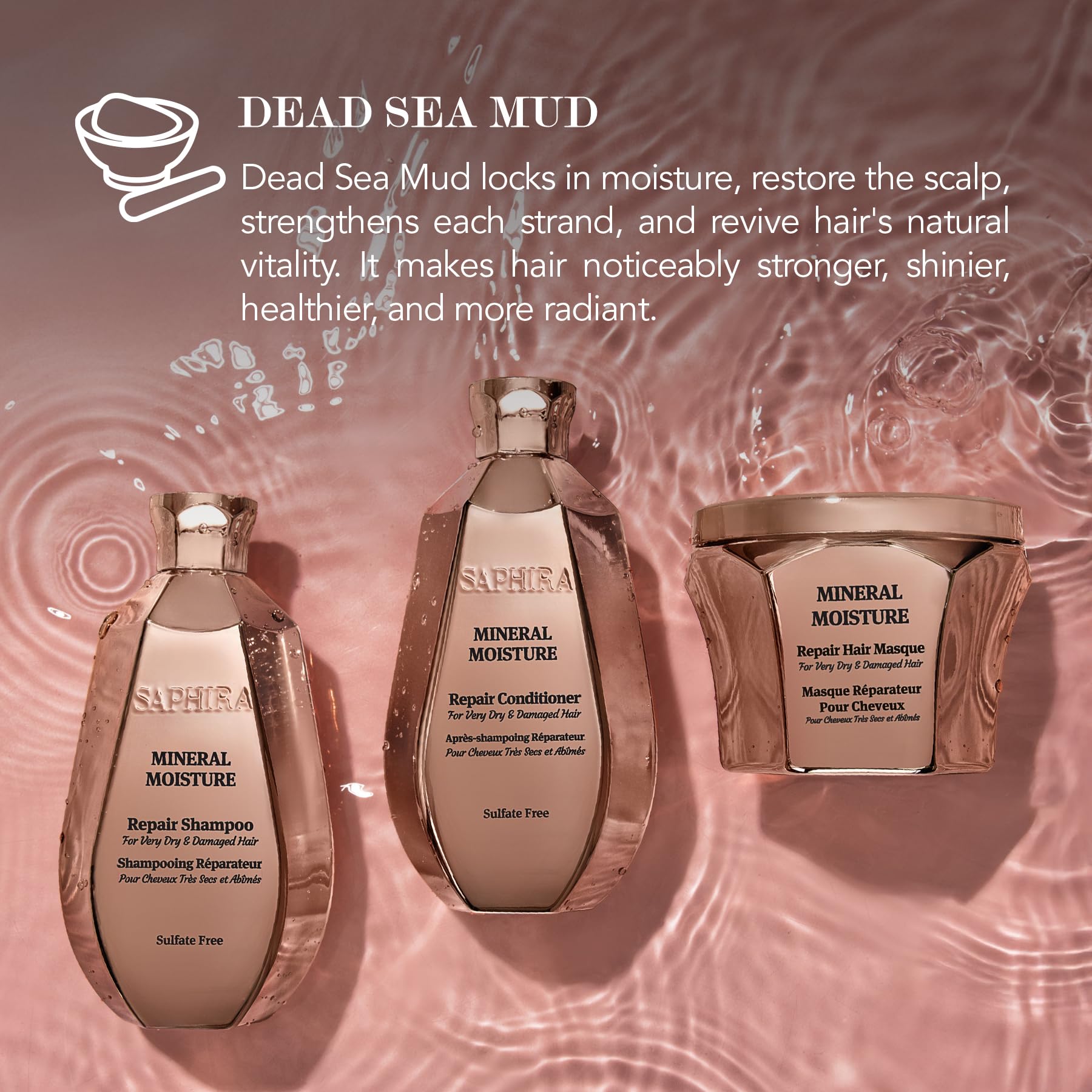 Saphira Mineral Moisture Repair Shampoo & Conditioner Duo Set – 250 ml / 8.5 oz