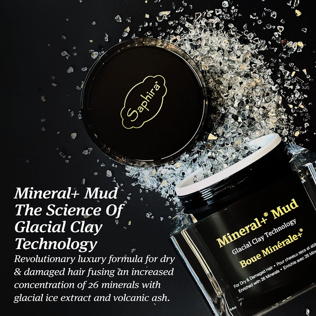 Saphira Mineral+ Mud Hair Mask – Glacial Clay Technology for Dry & Damaged Hair, Sulfate-Free, 6.8 oz