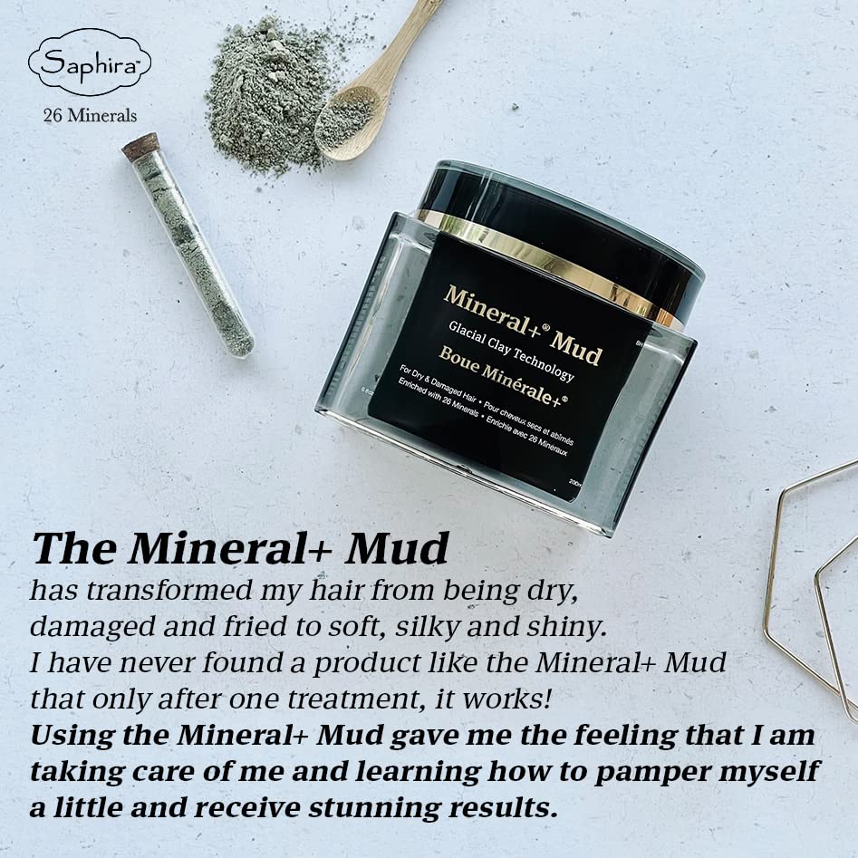 Saphira Mineral+ Mud Hair Mask – Glacial Clay Technology for Dry & Damaged Hair, Sulfate-Free, 6.8 oz