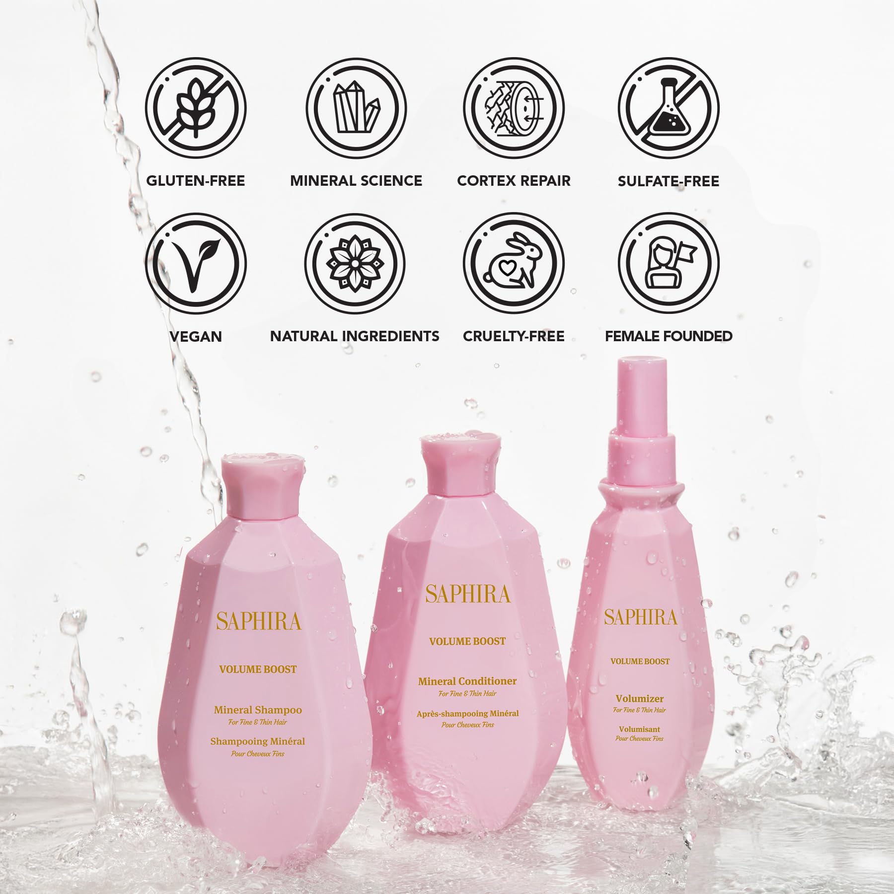 Saphira Volume Boost Shampoo & Conditioner Duo – 34oz/1L for Fuller Hair