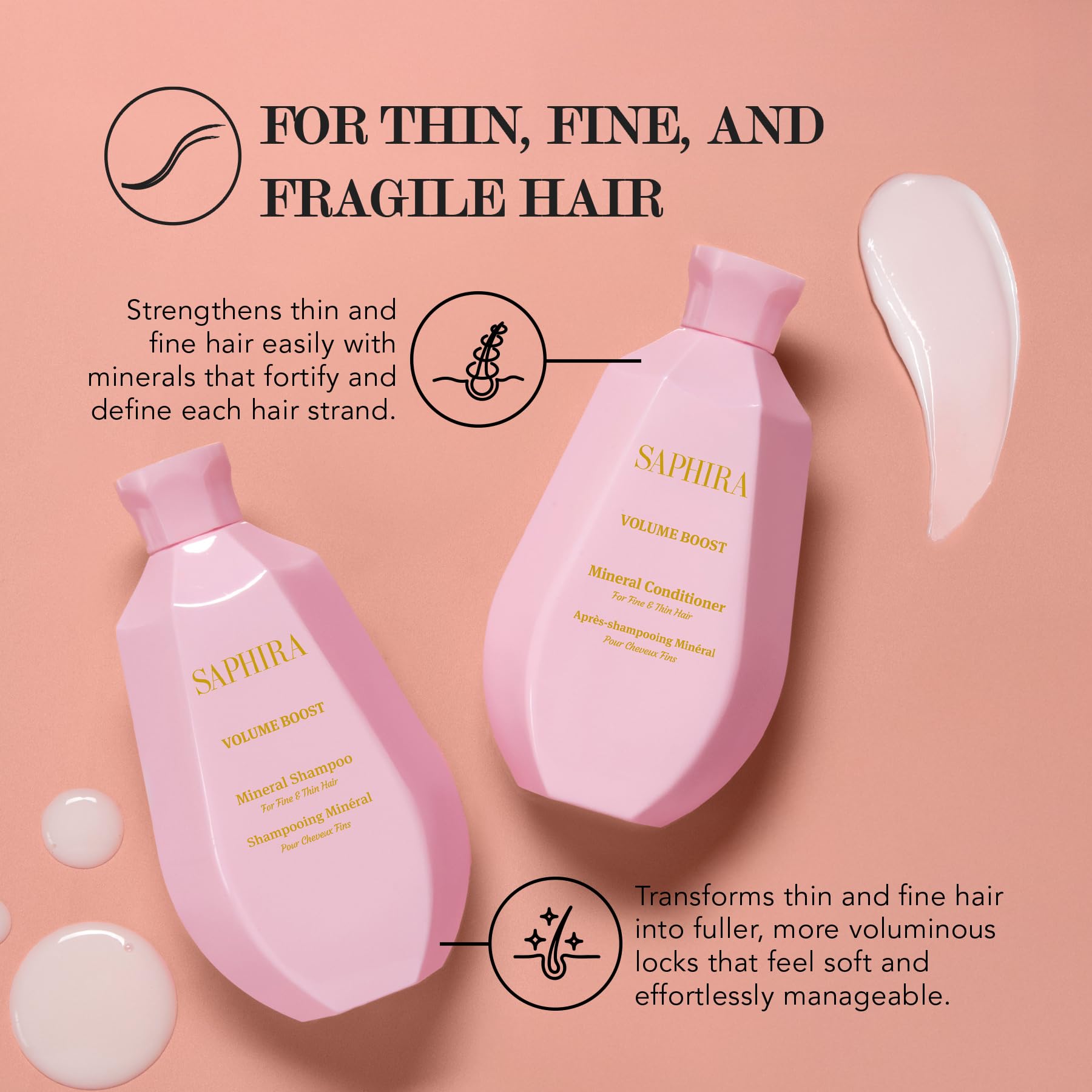 Saphira Volume Boost Shampoo & Conditioner Duo – 8.5oz/250ml