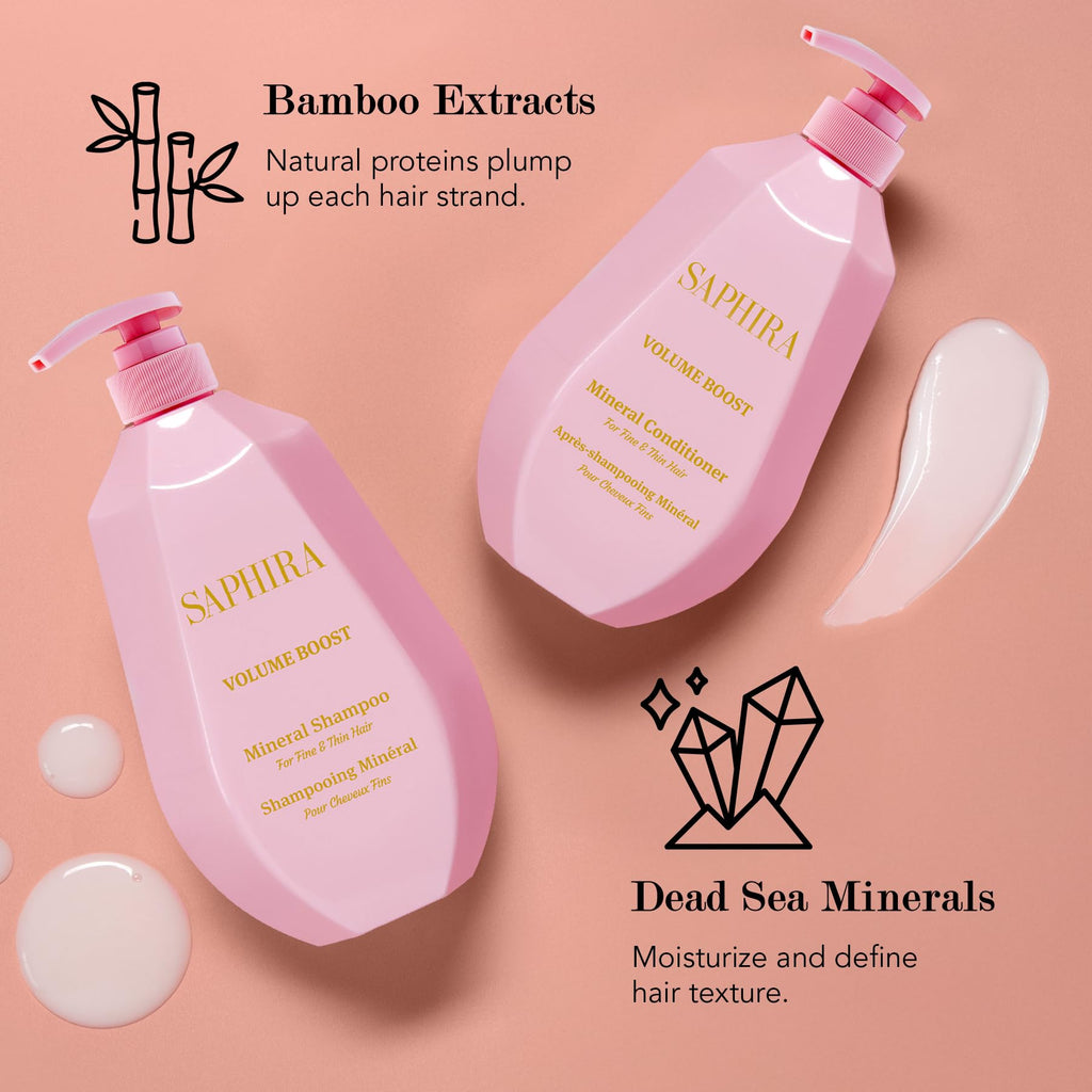 Saphira Volume Boost Shampoo & Conditioner Duo – 34oz/1L for Fuller Hair