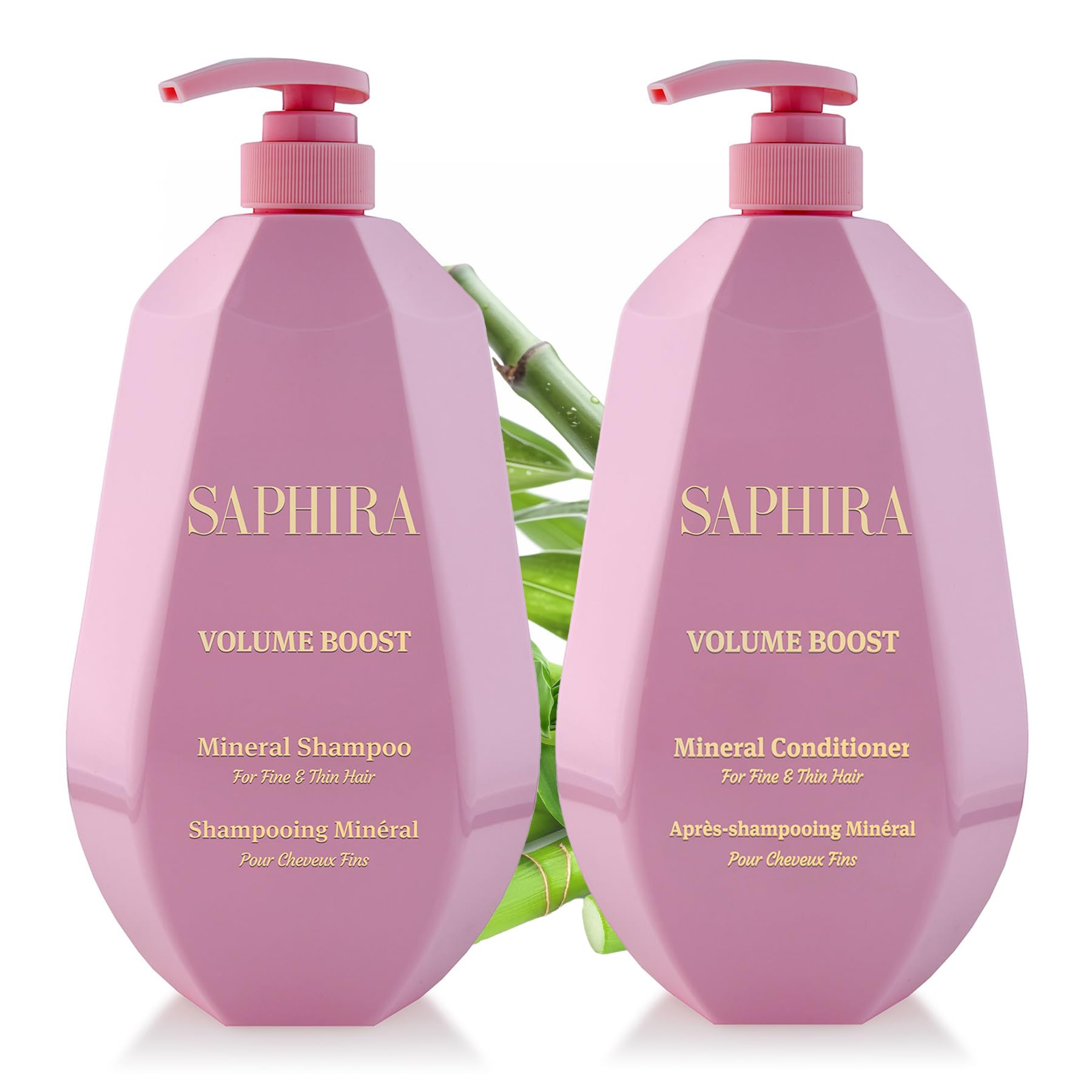 Saphira Volume Boost Shampoo & Conditioner Duo – 34oz/1L for Fuller Hair