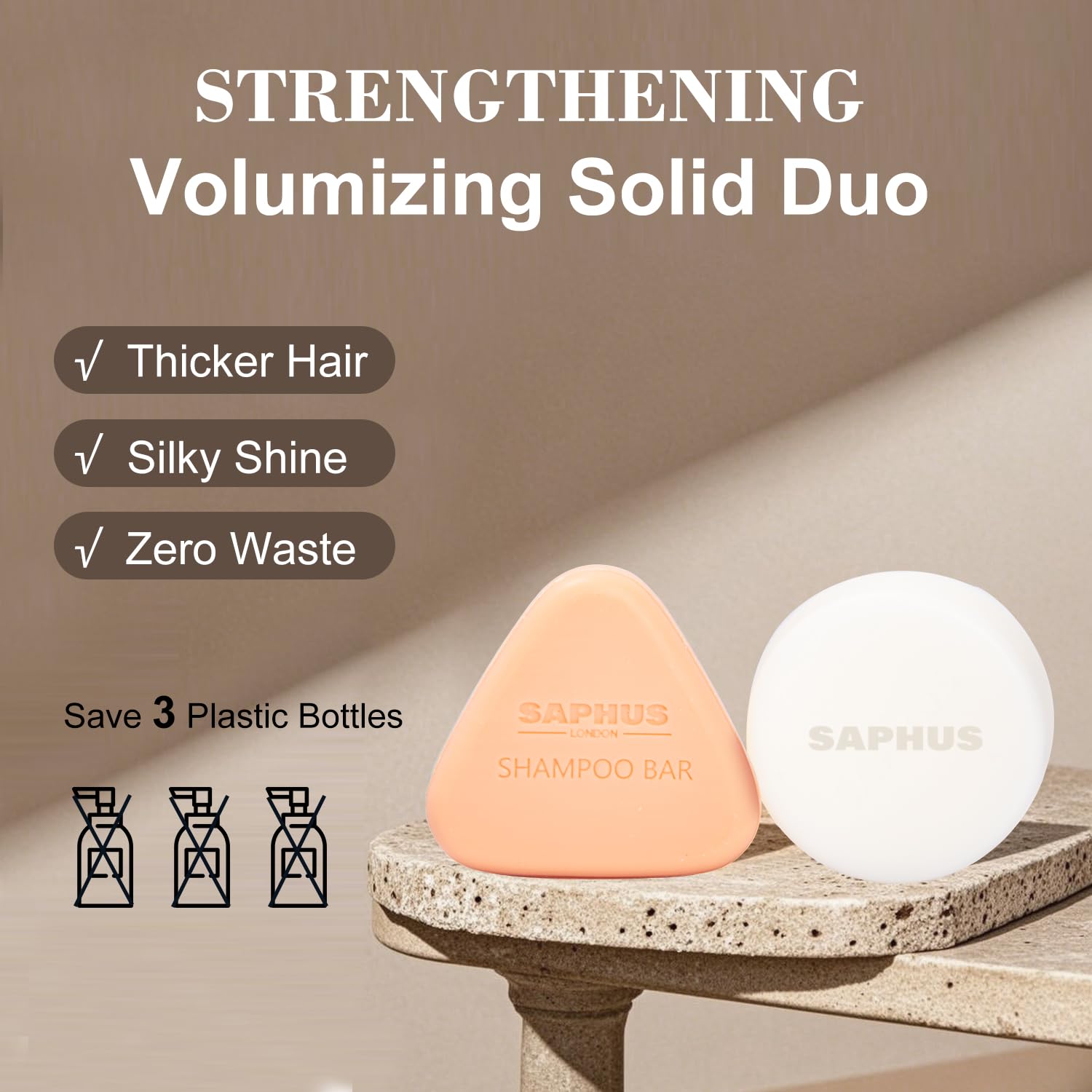 SAPHUS Castor Oil Shampoo Bar & Argan Conditioner Bar Set – Strengthening & Thickening Duo