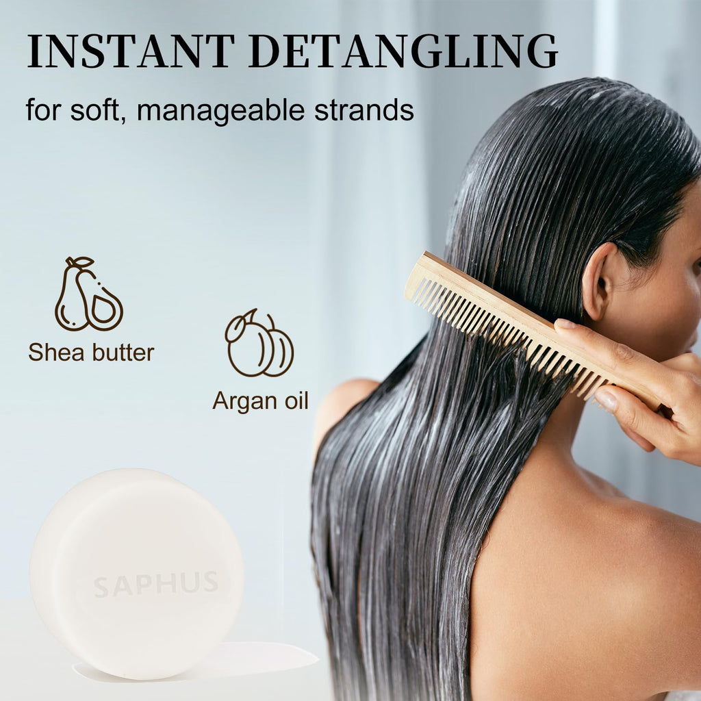 SAPHUS Castor Oil Shampoo Bar & Argan Conditioner Bar Set – Strengthening & Thickening Duo