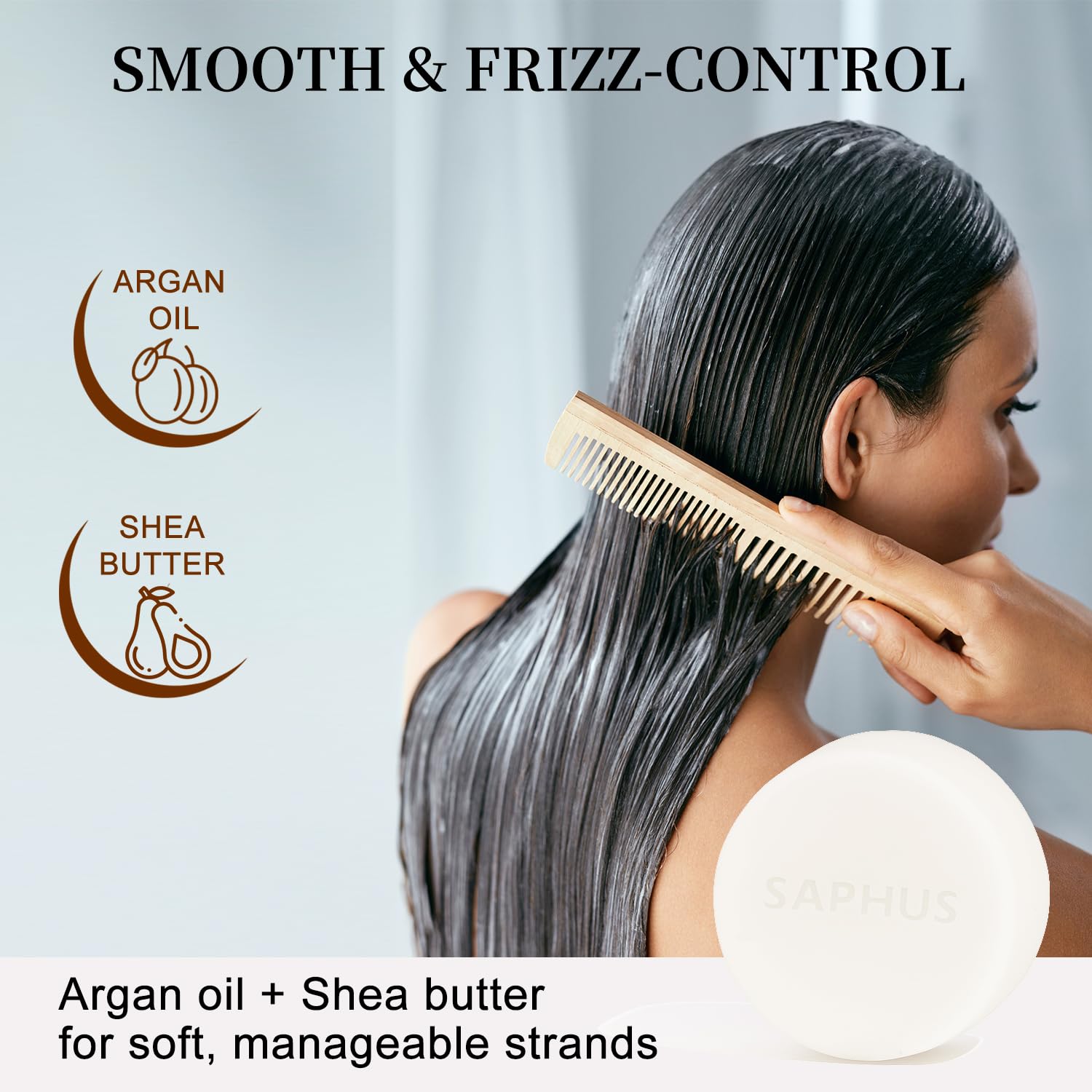 SAPHUS Rosemary Oil Shampoo Bar & Argan Conditioner Bar Set – Strengthen & Volumize Fine Hair