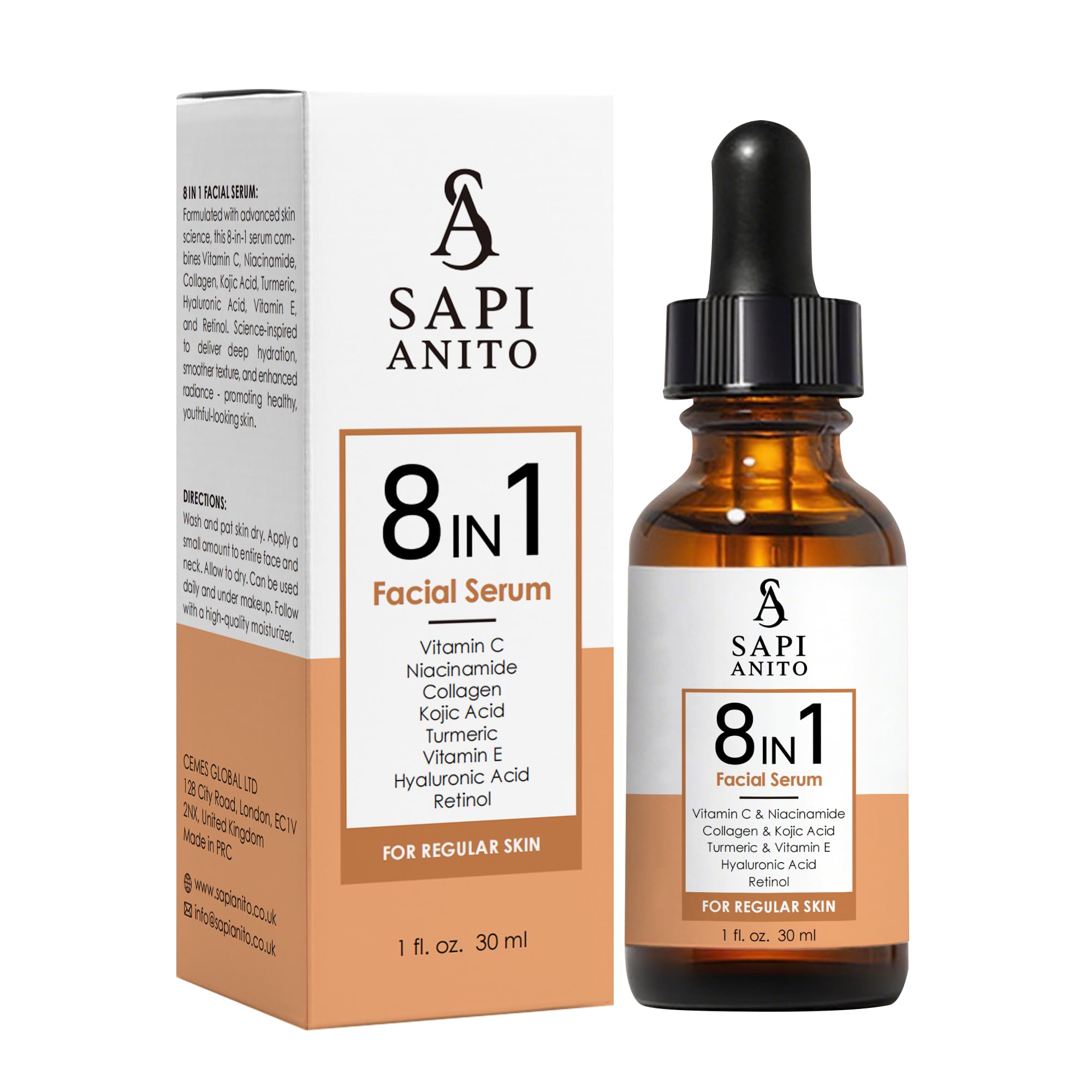 Sapi Anito 8-in-1 Facial Serum for Regular Skin | Vitamin C & Hyaluronic Acid