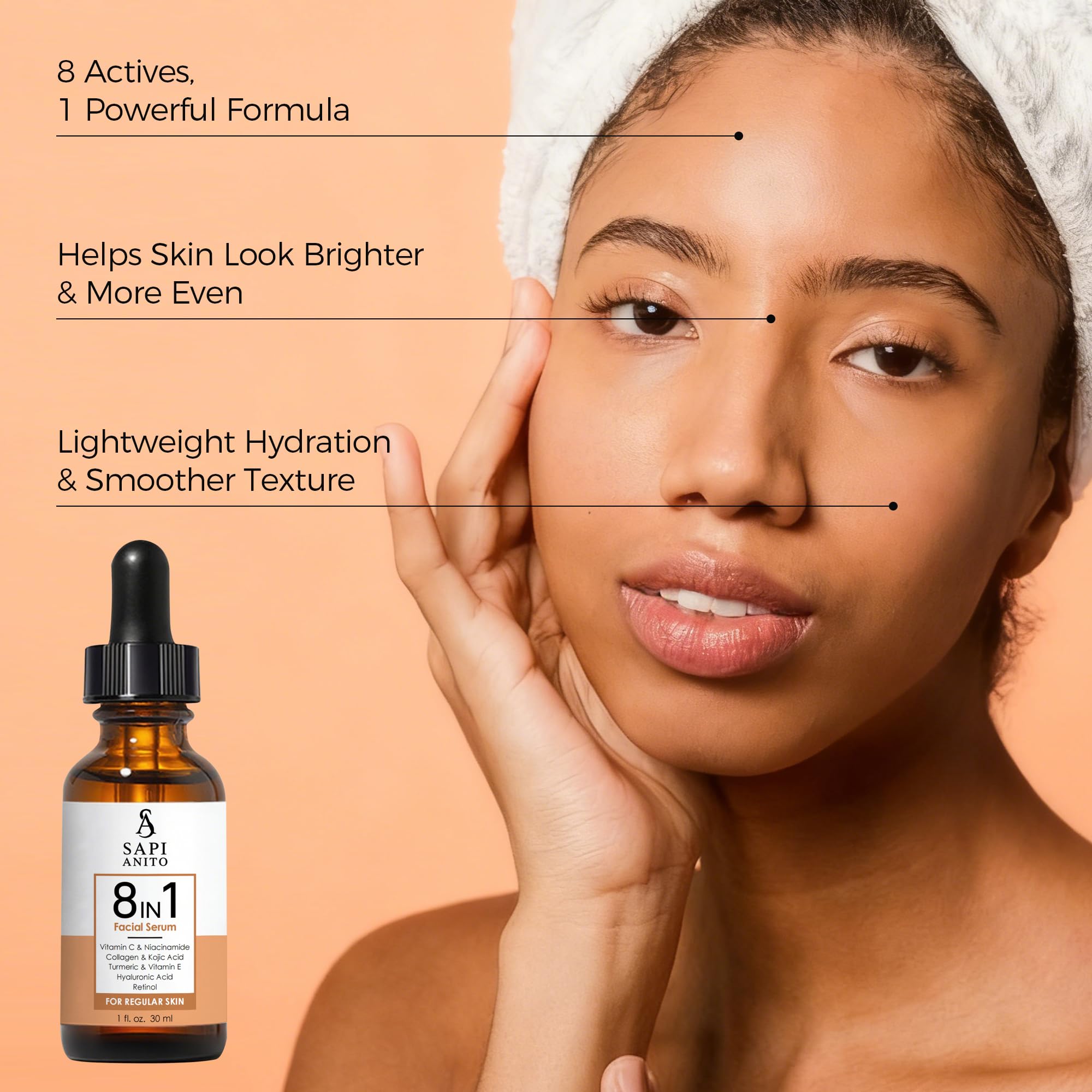 Sapi Anito 8-in-1 Facial Serum for Regular Skin | Vitamin C & Hyaluronic Acid