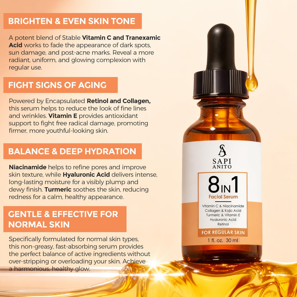 Sapi Anito 8-in-1 Facial Serum for Regular Skin | Vitamin C & Hyaluronic Acid