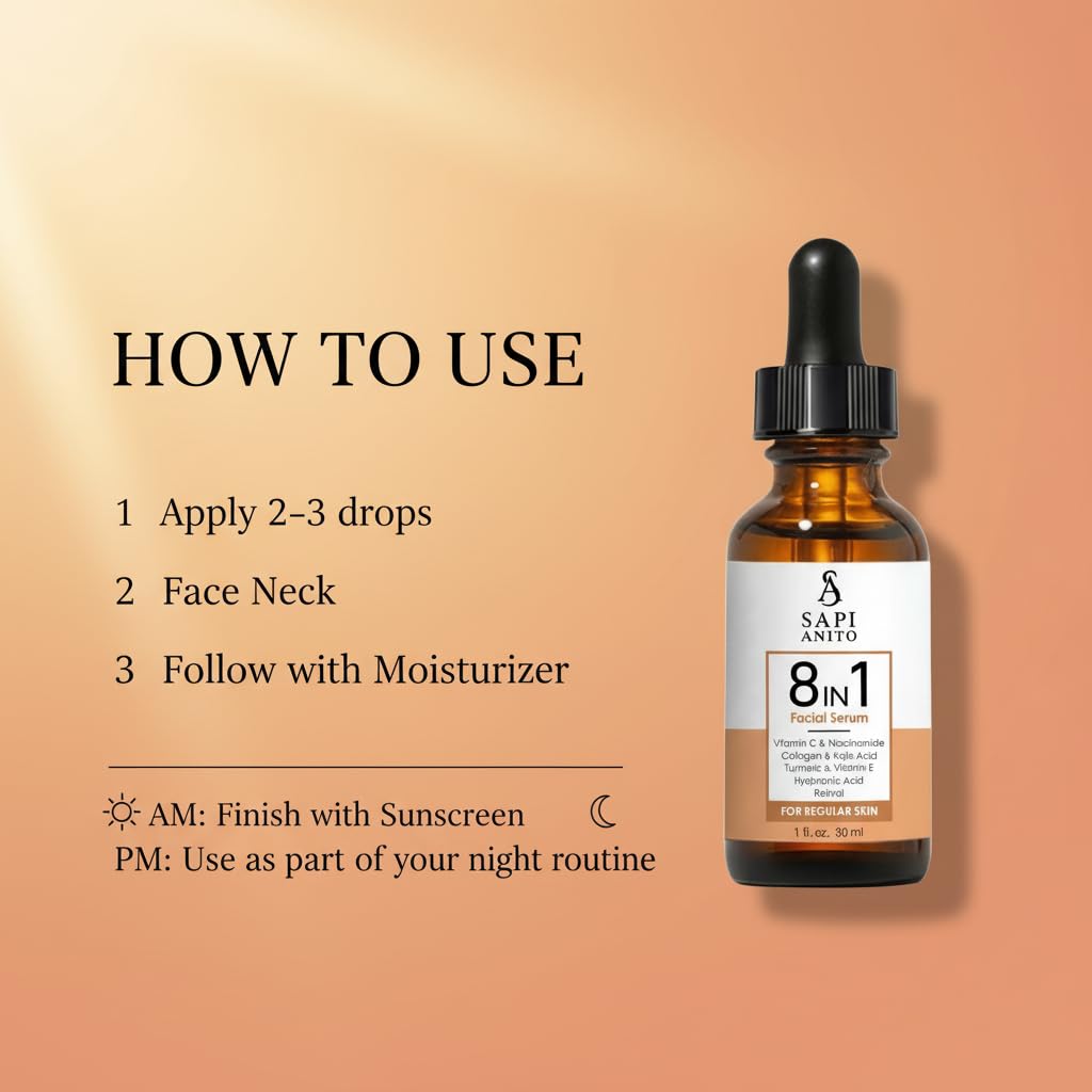 Sapi Anito 8-in-1 Facial Serum for Regular Skin | Vitamin C & Hyaluronic Acid