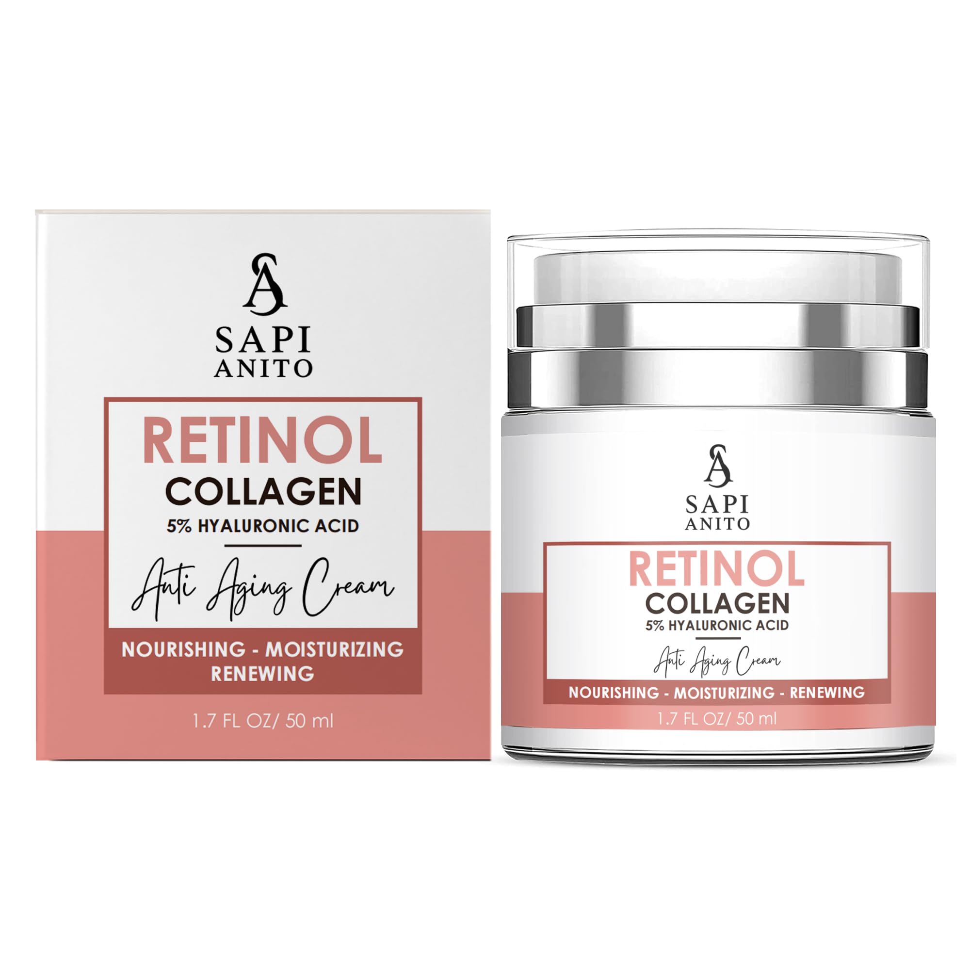 SA SAPI ANITO Retinol Face Cream – Night Moisturizer with Hyaluronic Acid, Niacinamide & Vitamin C