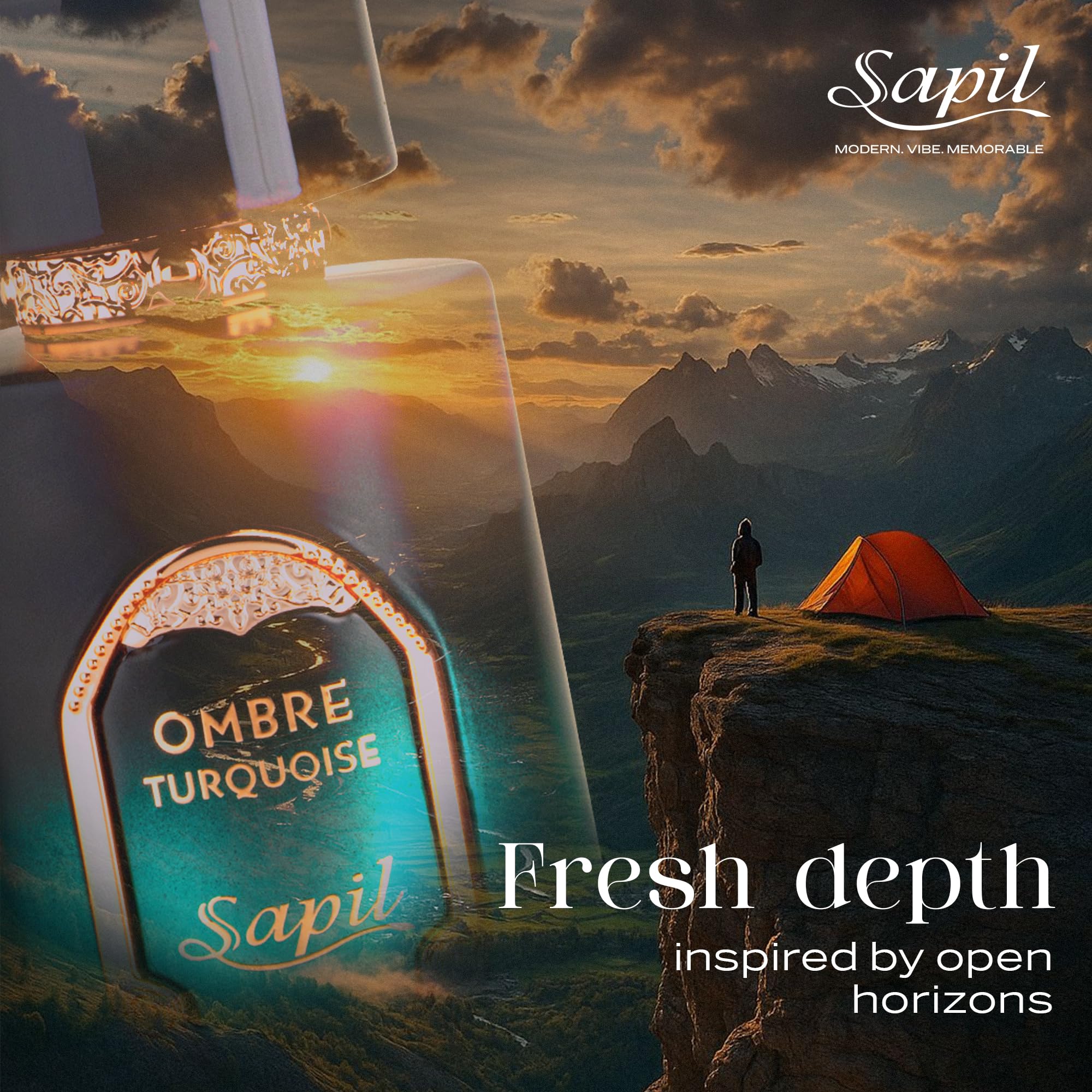 Sapil Ombre Turquoise EDP – Unisex Woody Perfume | Cardamom, Leather & Amber | 100 ml