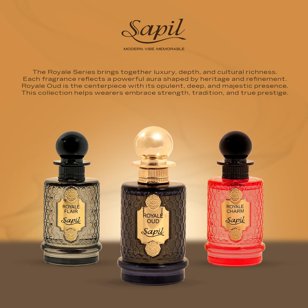 Sapil Royale Oud Eau de Parfum – Long Lasting Unisex Oud Perfume | Saffron, Oud & Patchouli Notes | 3.4 oz / 100 ml