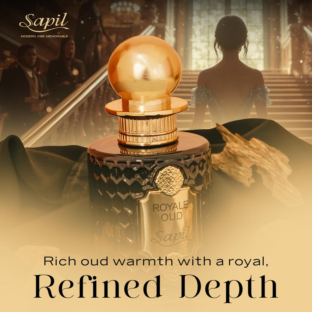 Sapil Royale Oud Eau de Parfum – Long Lasting Unisex Oud Perfume | Saffron, Oud & Patchouli Notes | 3.4 oz / 100 ml