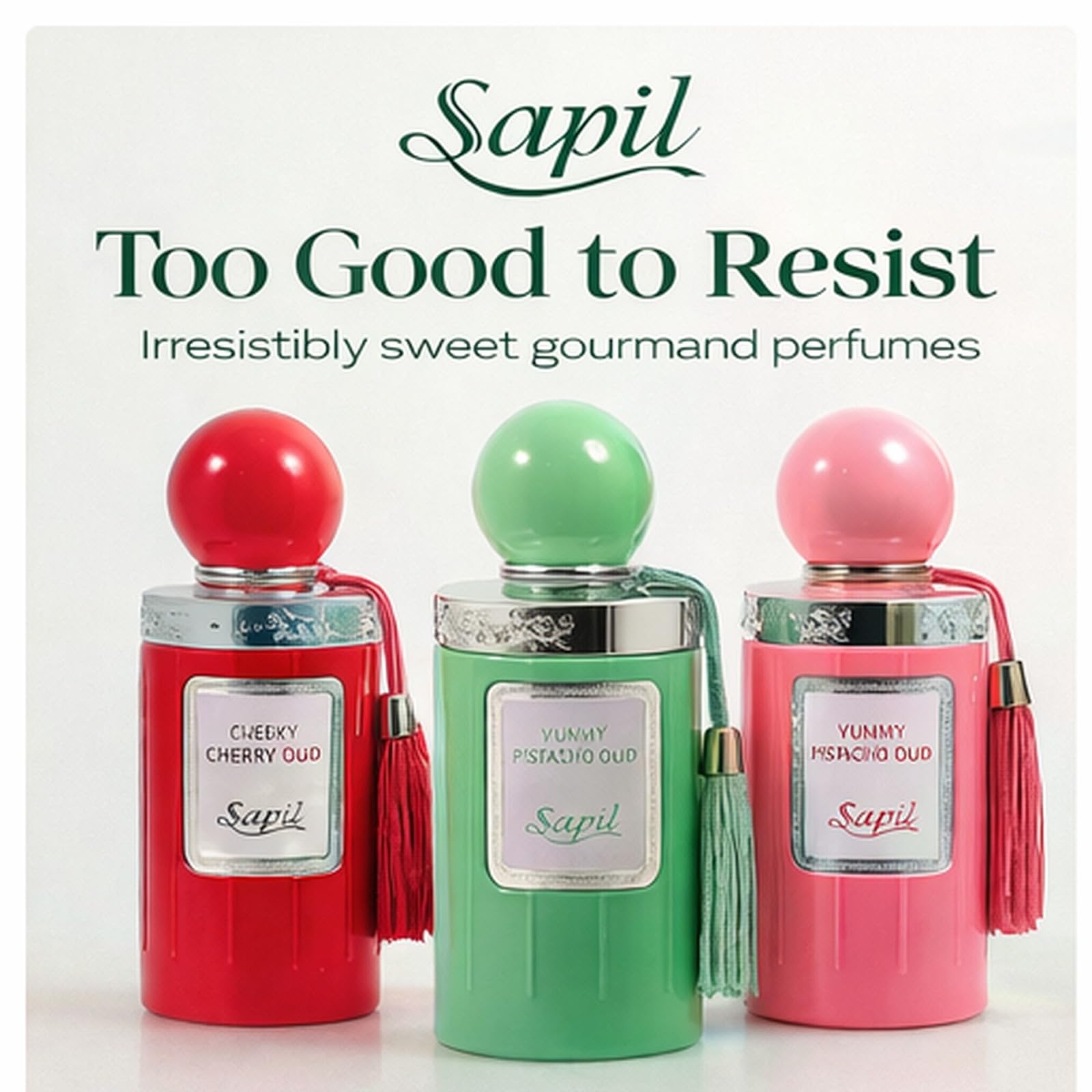 Sapil Yummy Pistachio Oud EDP – Unisex Gourmand Floral, Pistachio & Vanilla | 100 ml