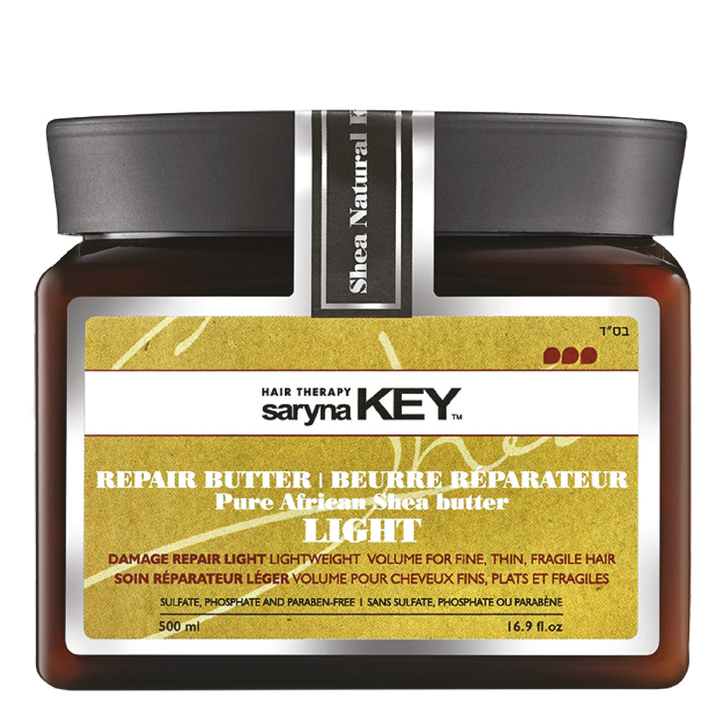 Saryna Key Light Treatment Butter Mask – Dry Hair Repair with Pure African Shea Butter, Keratin & Vitamins A, E, F (500ml)