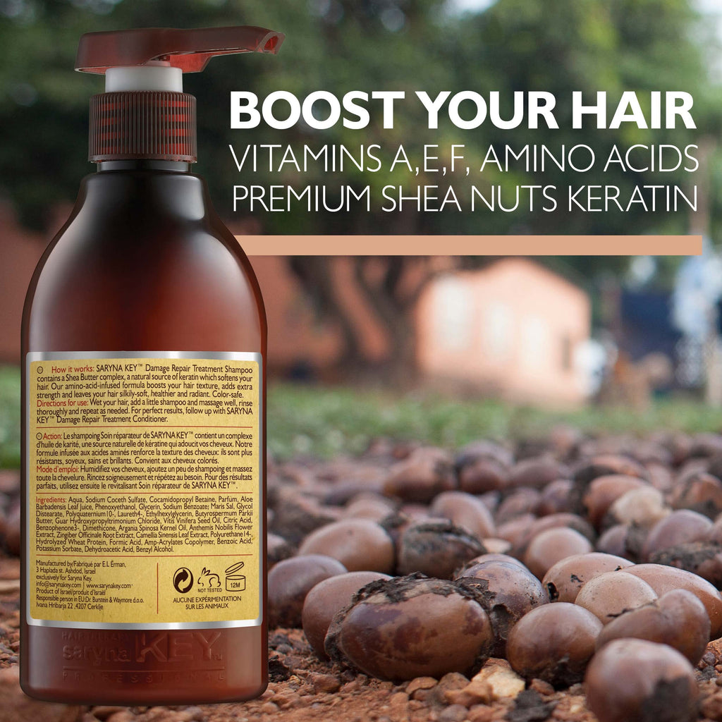 Saryna Key Shampoo for Damaged Hair with Pure African Shea Butter – Moisturizing, Sulfate Free, Cruelty Free (500ml)