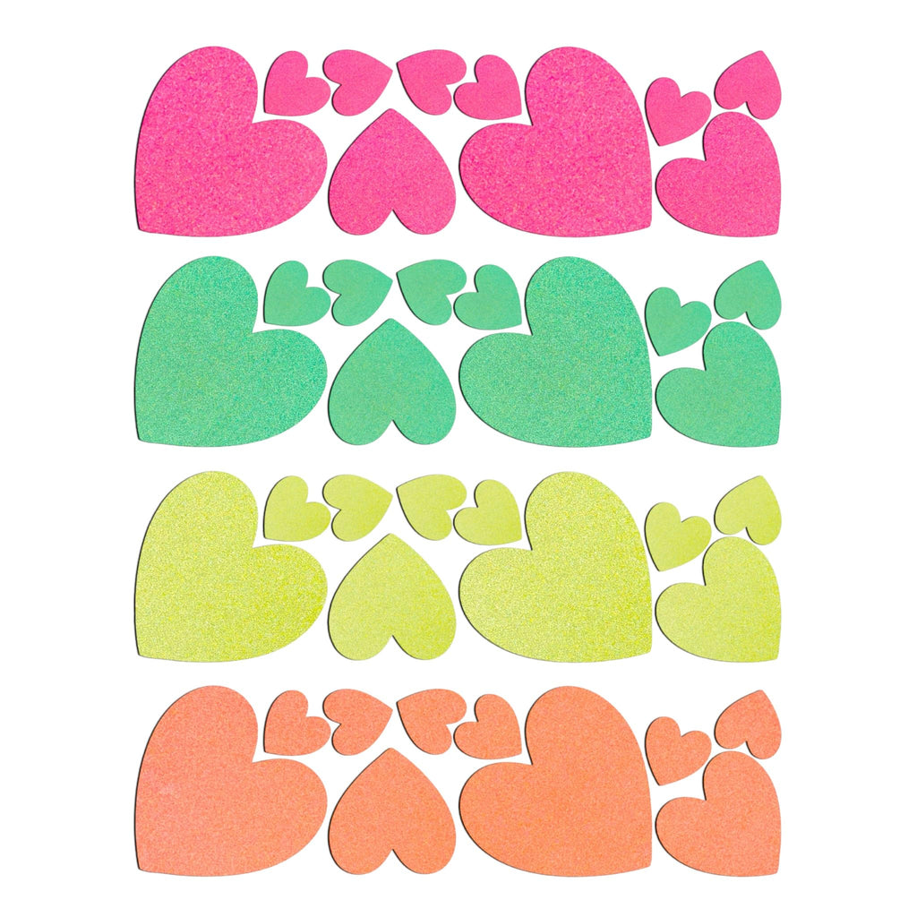 Sasswear Blacklight Heart Stickers - Neon Glow 40-Pack, Made in USA