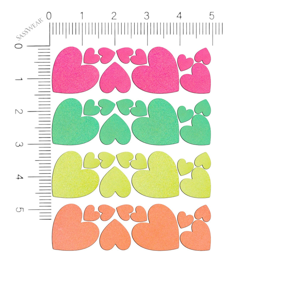 Sasswear Blacklight Heart Stickers - Neon Glow 40-Pack, Made in USA