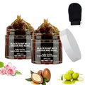 Satasiam Morocco Black Soap with Argan and Rose – Exfoliating Beldi Soap with Kessa Glove