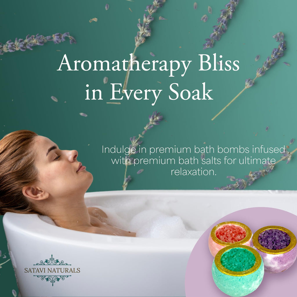 Satavi Naturals Spa Gift Set – Mini Spa Retreat with Bath Bombs & 24K Eye Masks
