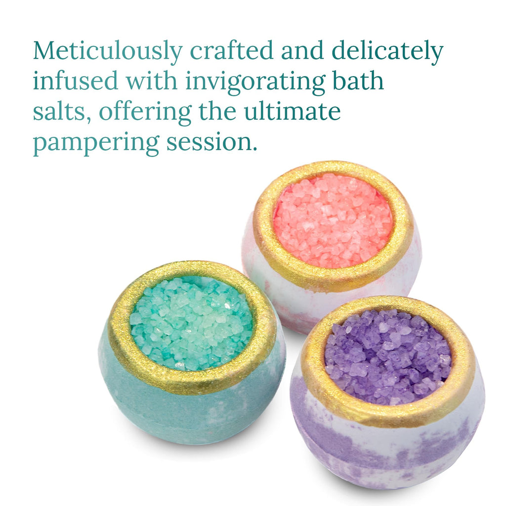 Satavi Naturals Crystal Bath Bombs Gift Set (6-Pack) – Aromatherapy Geode Bath Fizzies with Nourishing Salts