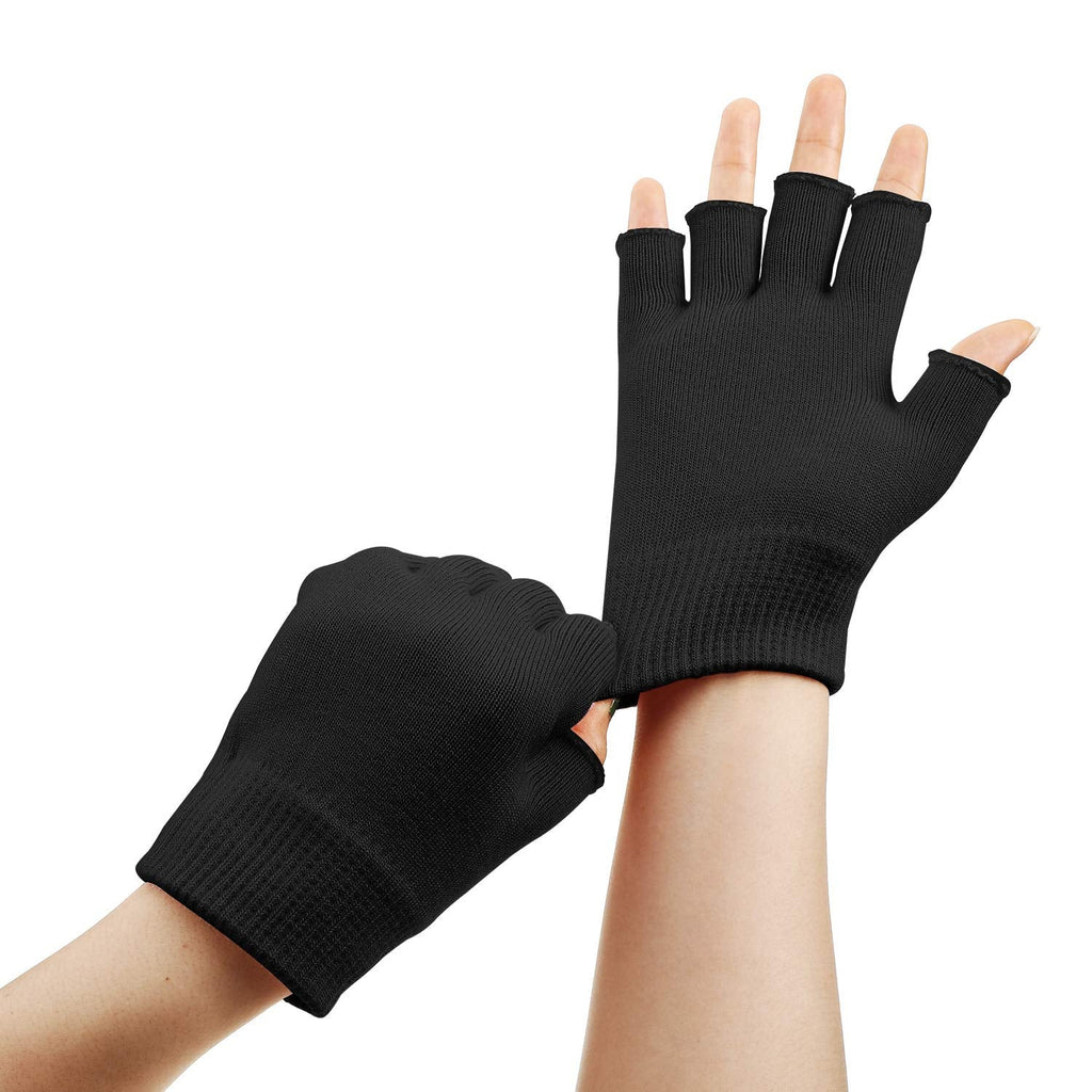 SATINIOR 2 Pairs Fingerless Moisturizing Gloves – Cotton Soft Moisturizing Gloves (Pink & Black)