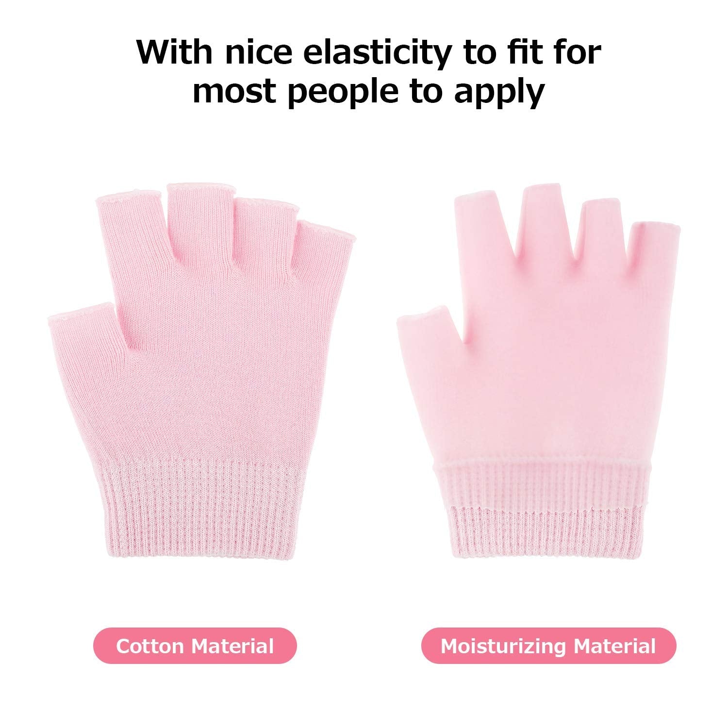 SATINIOR 2 Pairs Fingerless Moisturizing Gloves – Cotton Soft Moisturizing Gloves (Pink & Black)