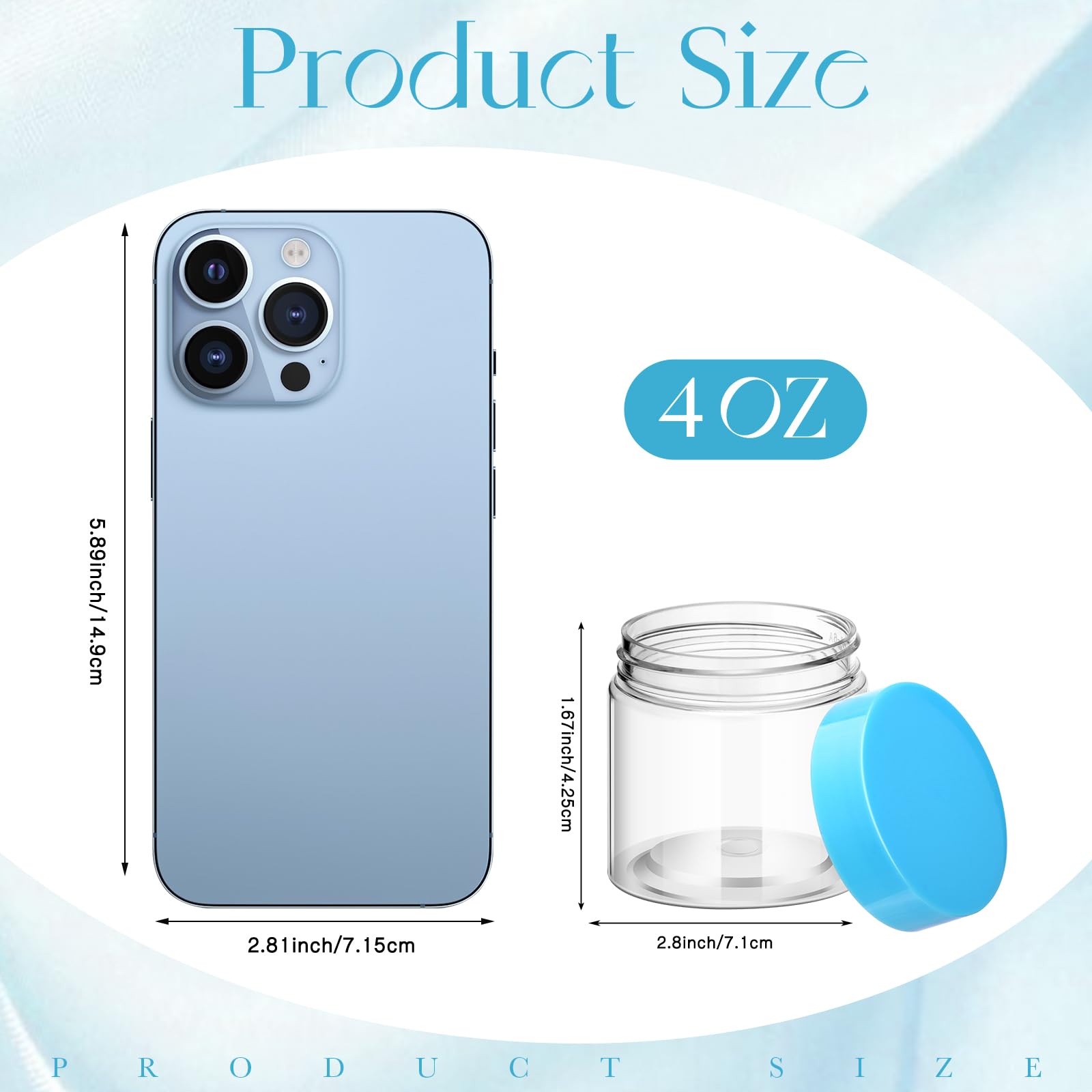 SATINIOR 36-Pack 4 oz Plastic Jars with Lids – Wide Mouth, Airtight, Reusable (Blue)