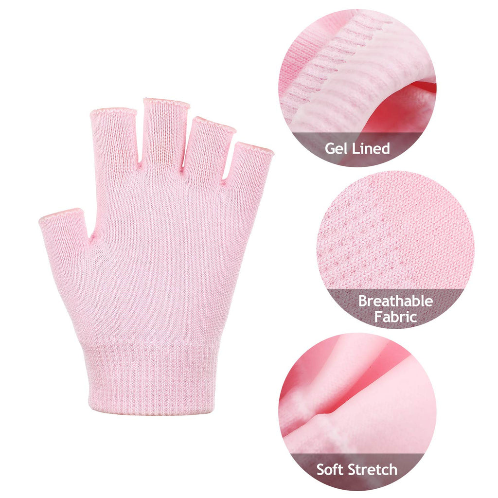 SATINIOR 2 Pairs Fingerless Moisturizing Gloves – Cotton Soft Moisturizing Gloves (Pink & Black)