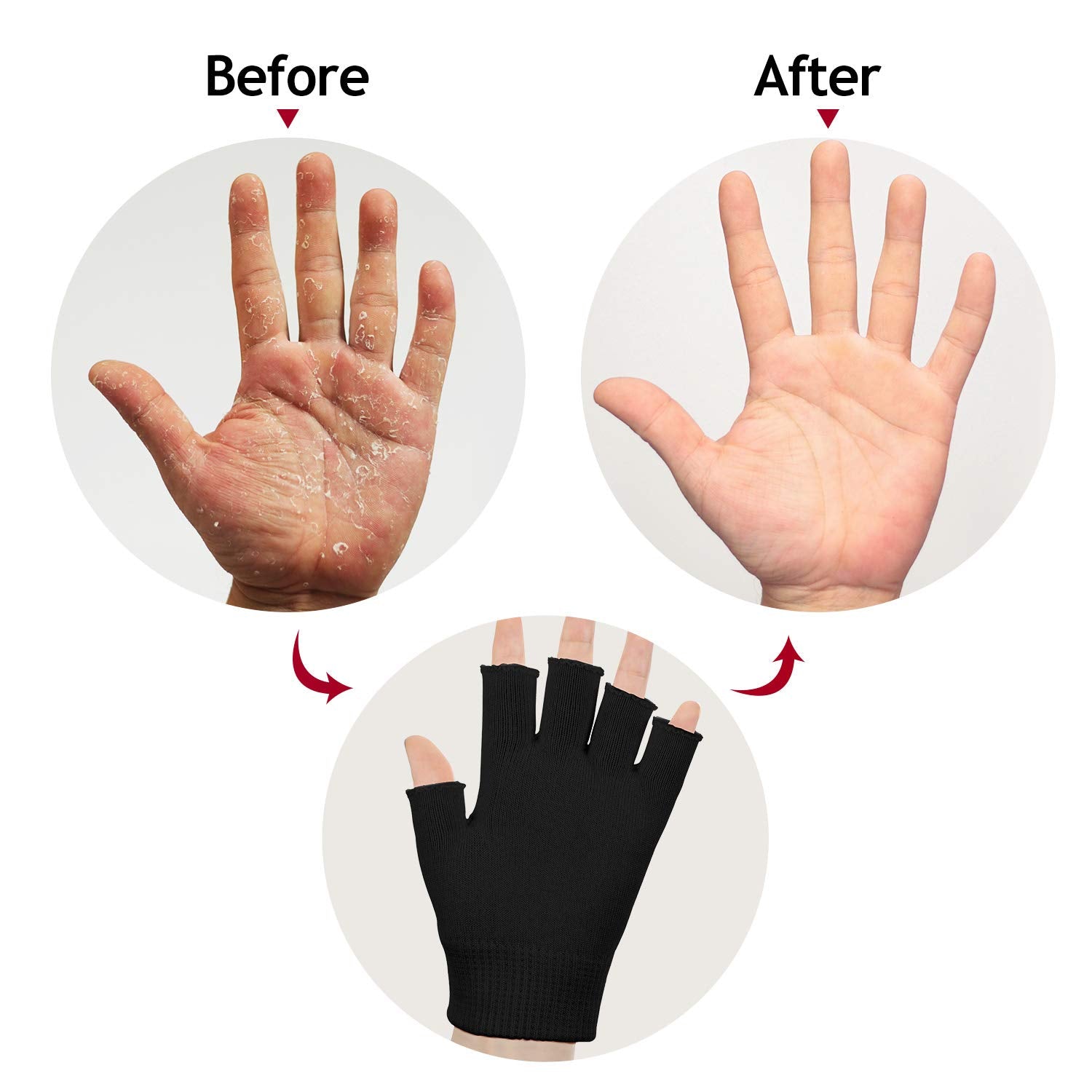 SATINIOR 2 Pairs Fingerless Moisturizing Gloves – Cotton Soft Moisturizing Gloves (Pink & Black)