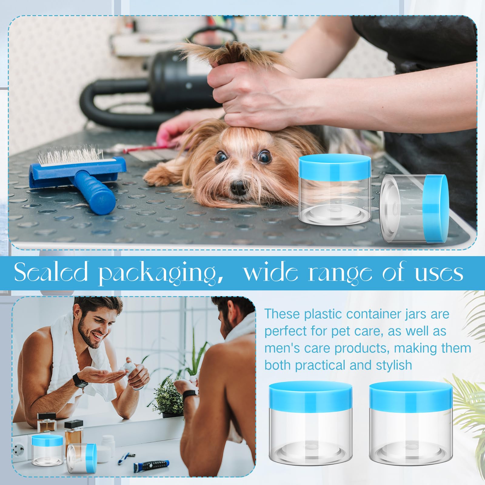 SATINIOR 36-Pack 4 oz Plastic Jars with Lids – Wide Mouth, Airtight, Reusable (Blue)