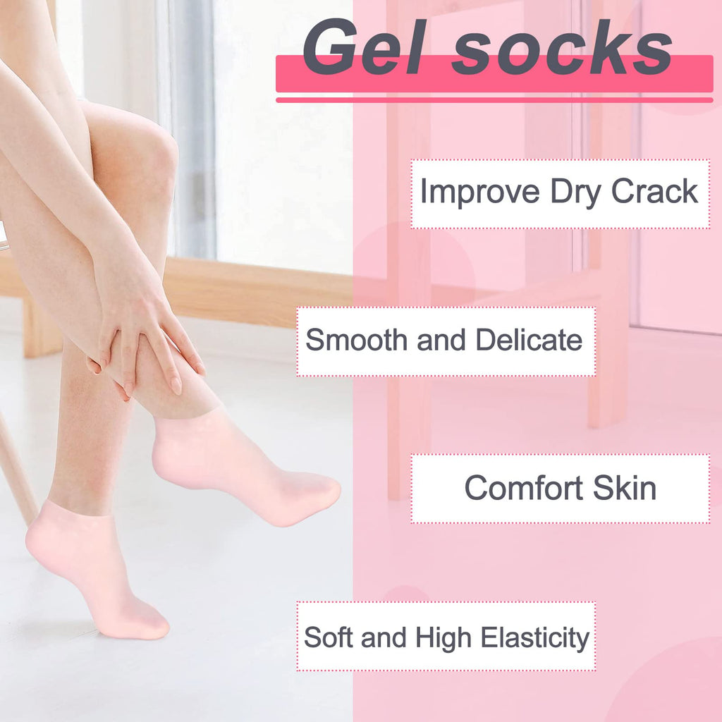 SATINIOR 3 Pairs Silicone Socks – Spa Foot Moisturizing Socks for Dry Feet (Small)
