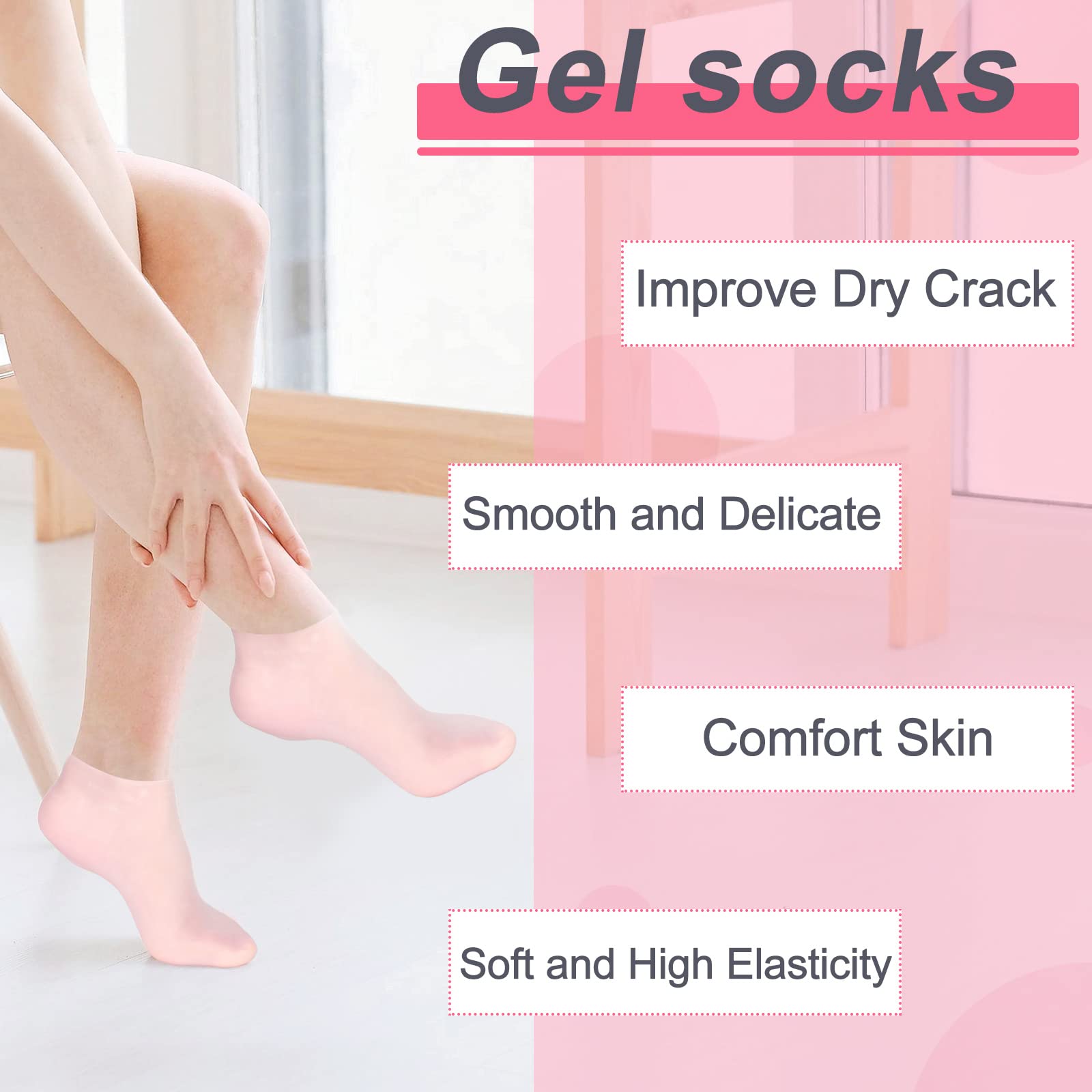 SATINIOR 3 Pairs Silicone Socks – Spa Foot Moisturizing Socks for Dry Feet (Small)