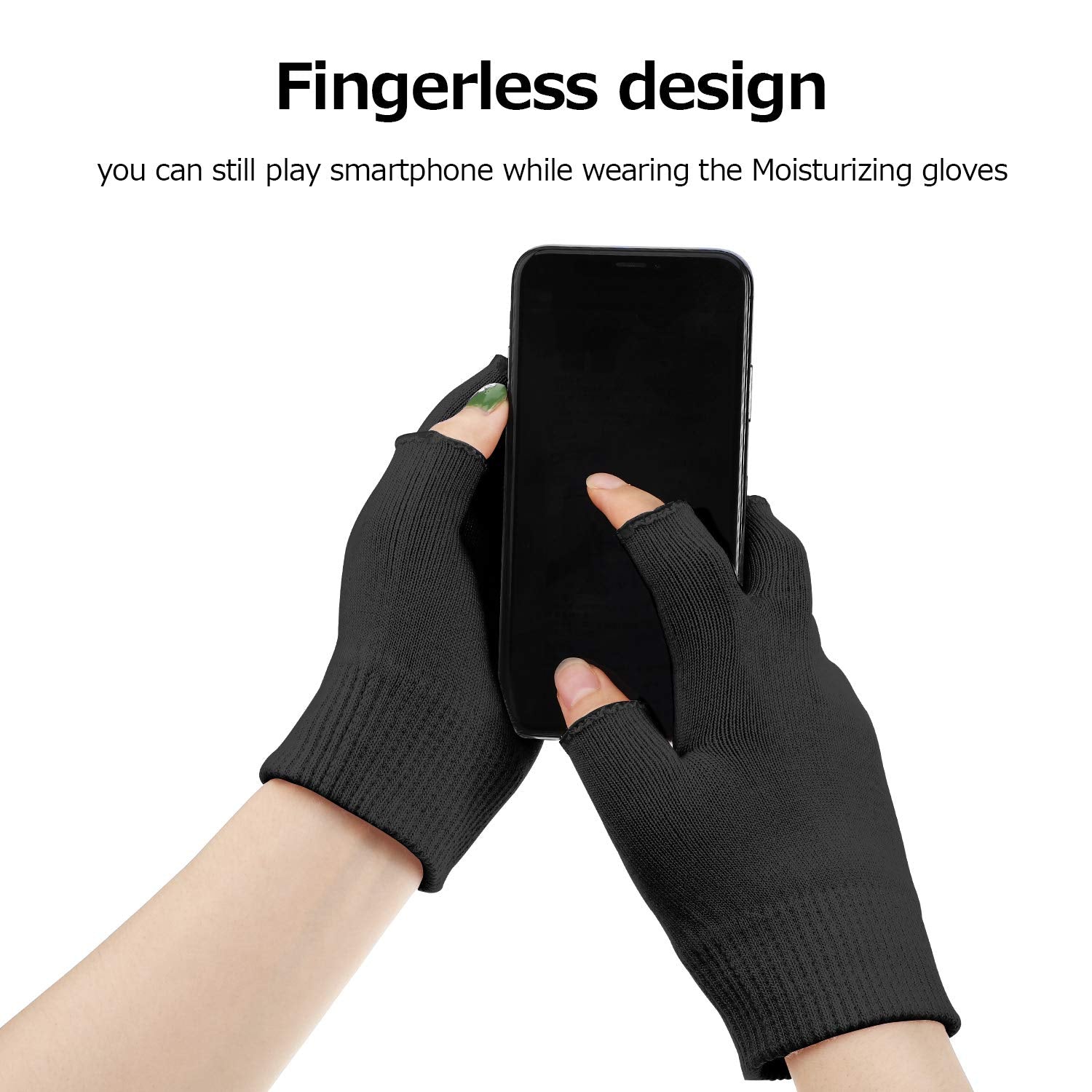 SATINIOR 2 Pairs Fingerless Moisturizing Gloves – Cotton Soft Moisturizing Gloves (Pink & Black)