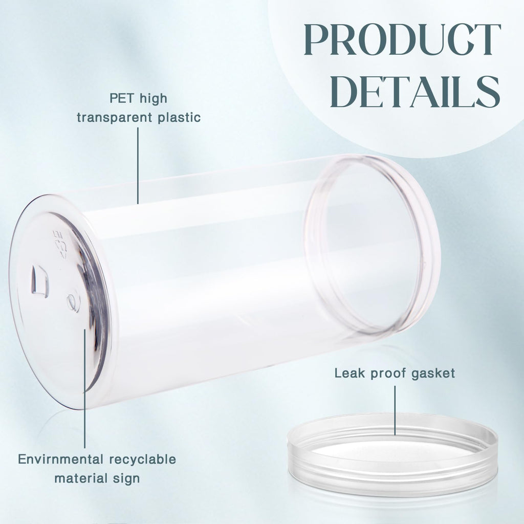 SATINIOR 12 Pack 32 oz Clear Plastic Jars with Lids – Refillable, Leakproof Containers