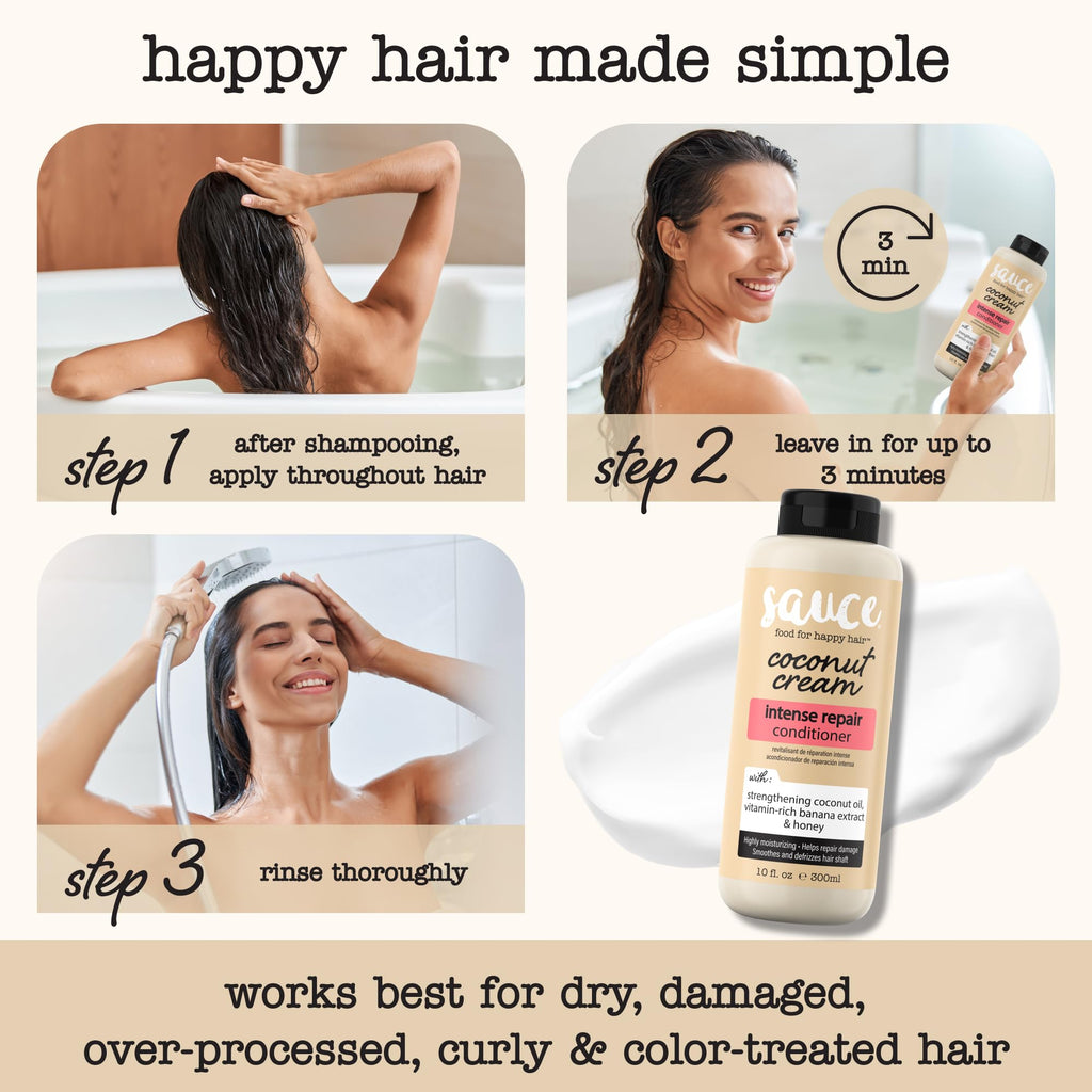 SAUCE BEAUTY Coconut Cream Conditioner – Paraben & Sulfate-Free Hydration for Dry, Frizzy Hair (10 oz)