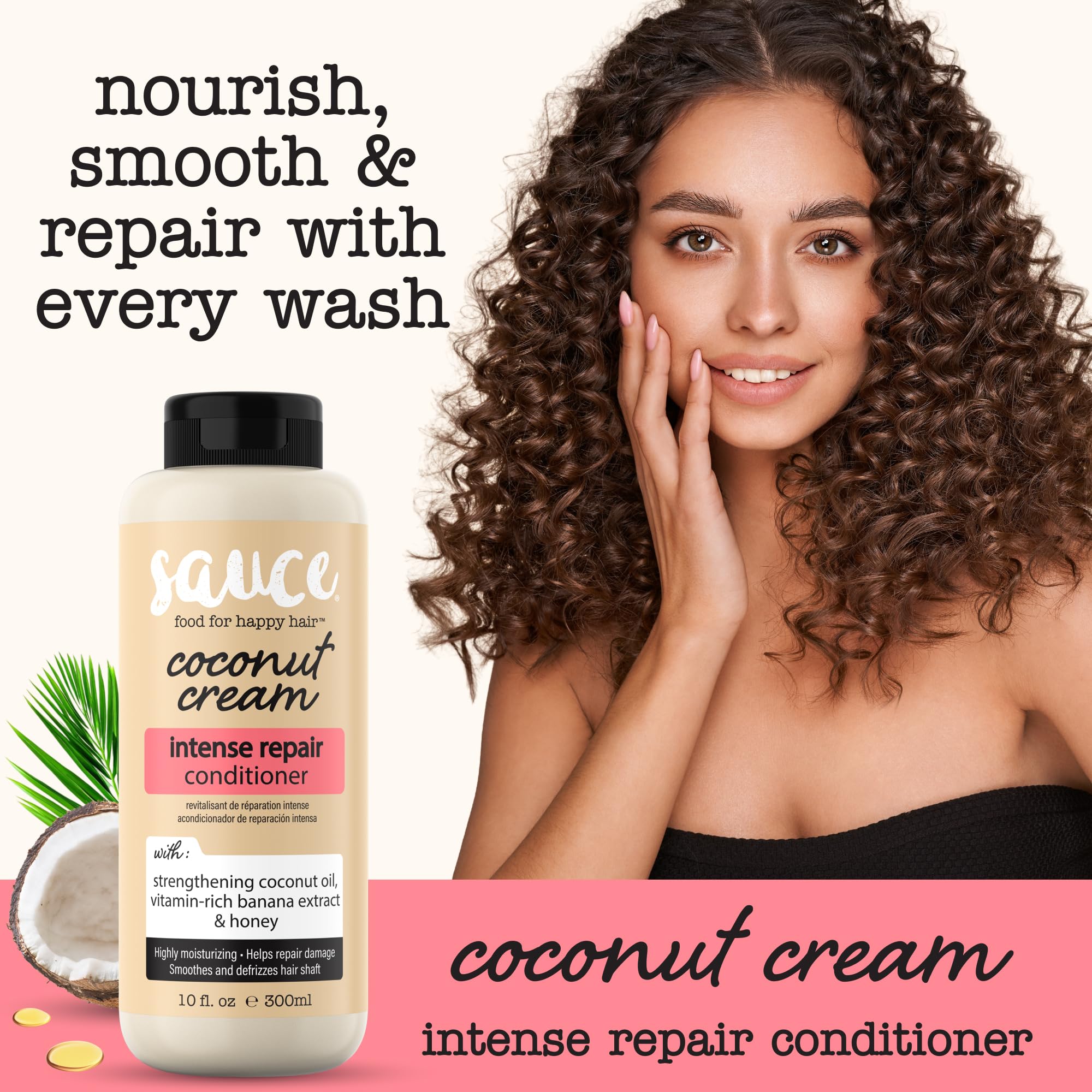 SAUCE BEAUTY Coconut Cream Conditioner – Paraben & Sulfate-Free Hydration for Dry, Frizzy Hair (10 oz)
