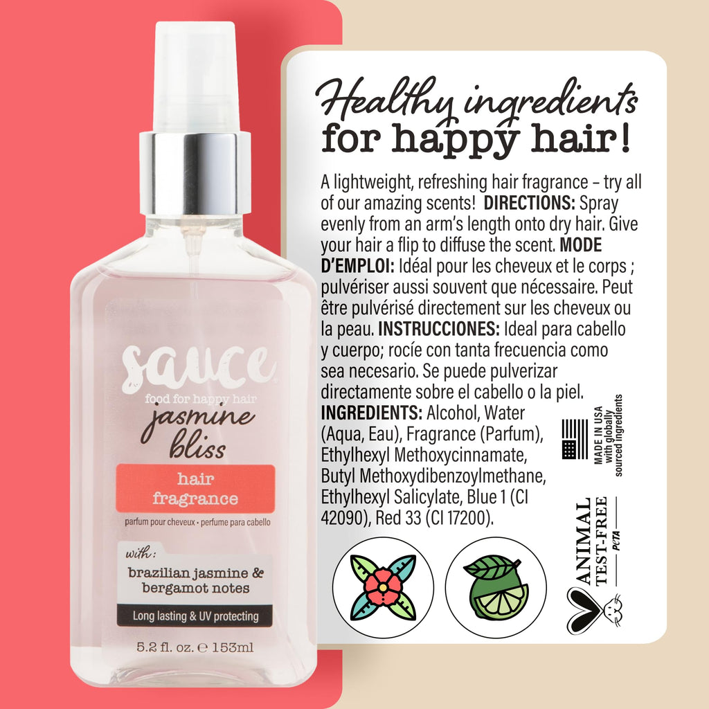 SAUCE BEAUTY Jasmine Bliss Hair Fragrance – 5.2 oz, Jasmine & Saffron, UV Protection