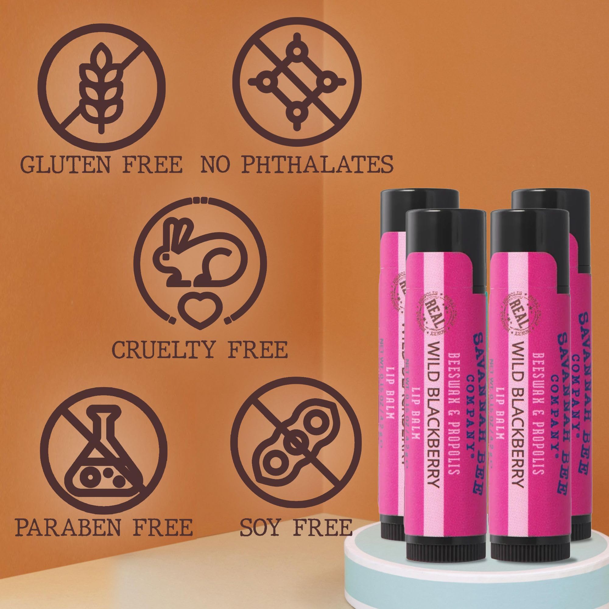 Savannah Bee Company Lip Balm – Silky Smooth Wild Blackberry (3-Pack)