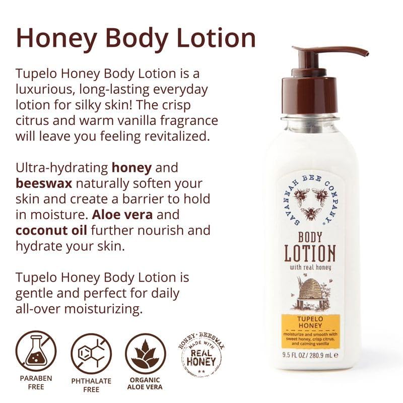 Savannah Bee Company Honey Body Lotion – All Natural Lotion for Women and Men