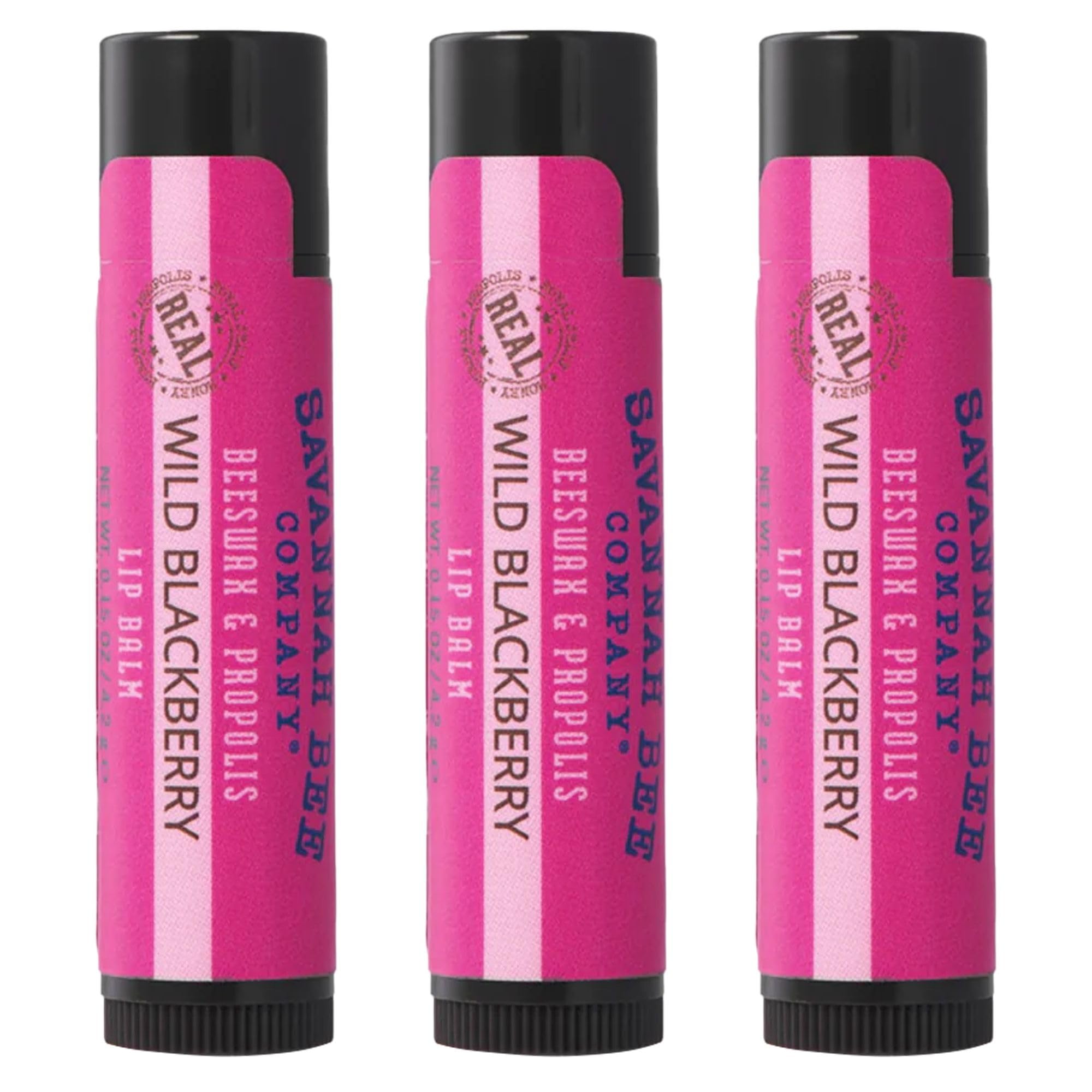 Savannah Bee Company Lip Balm – Silky Smooth Wild Blackberry (3-Pack)