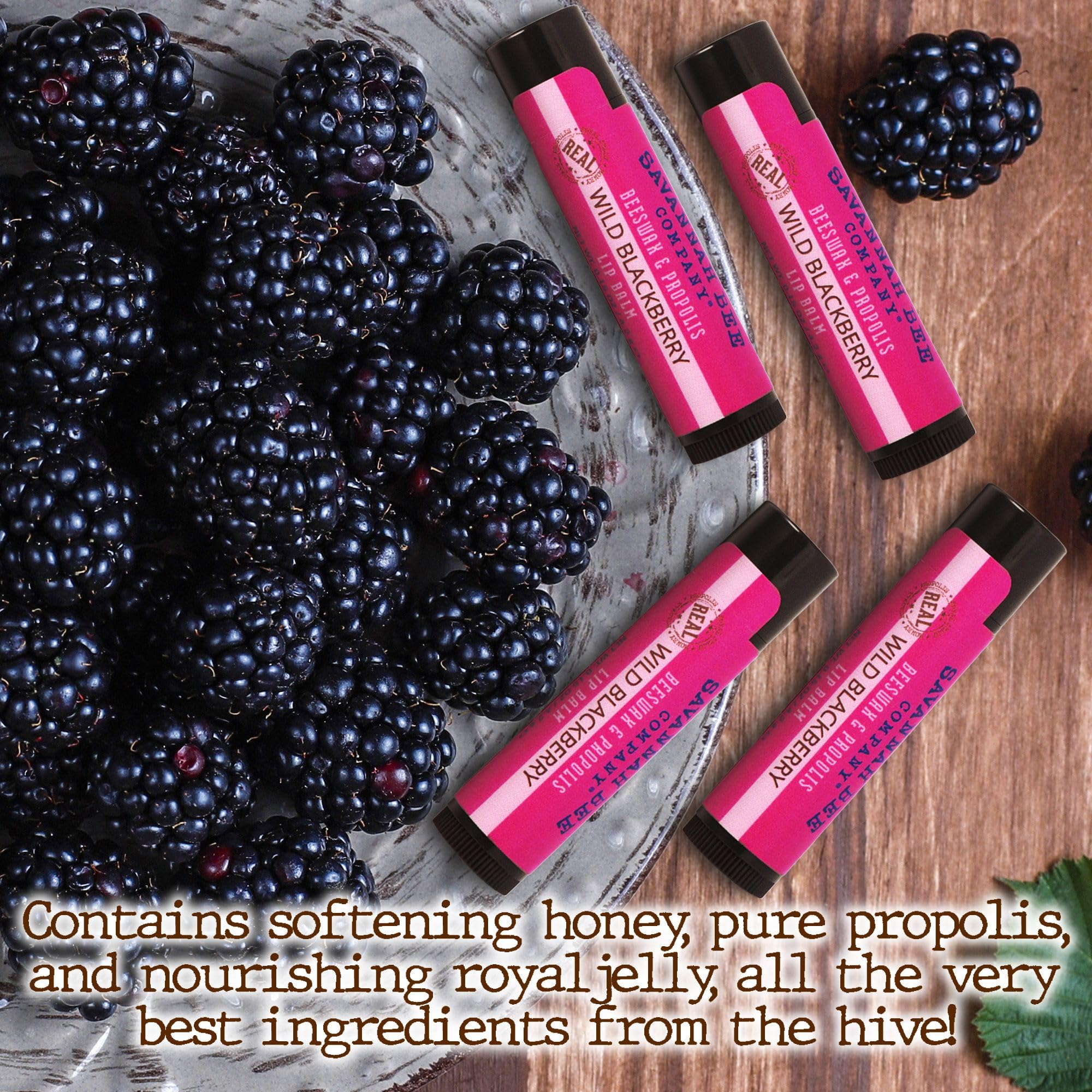 Savannah Bee Company Lip Balm – Silky Smooth Wild Blackberry (3-Pack)
