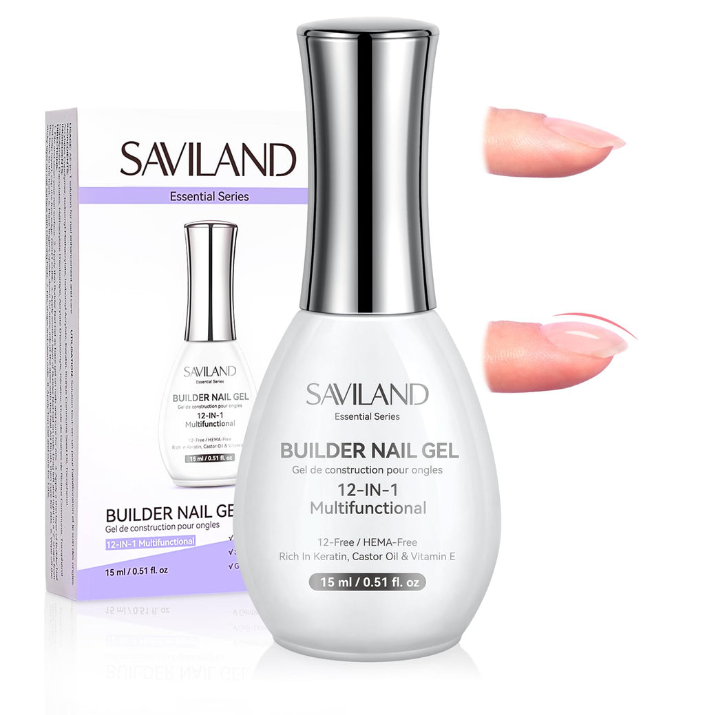 SAVILAND 12-in-1 Clear Builder Nail Gel – HEMA-Free Builder for Extensions & Sculpting