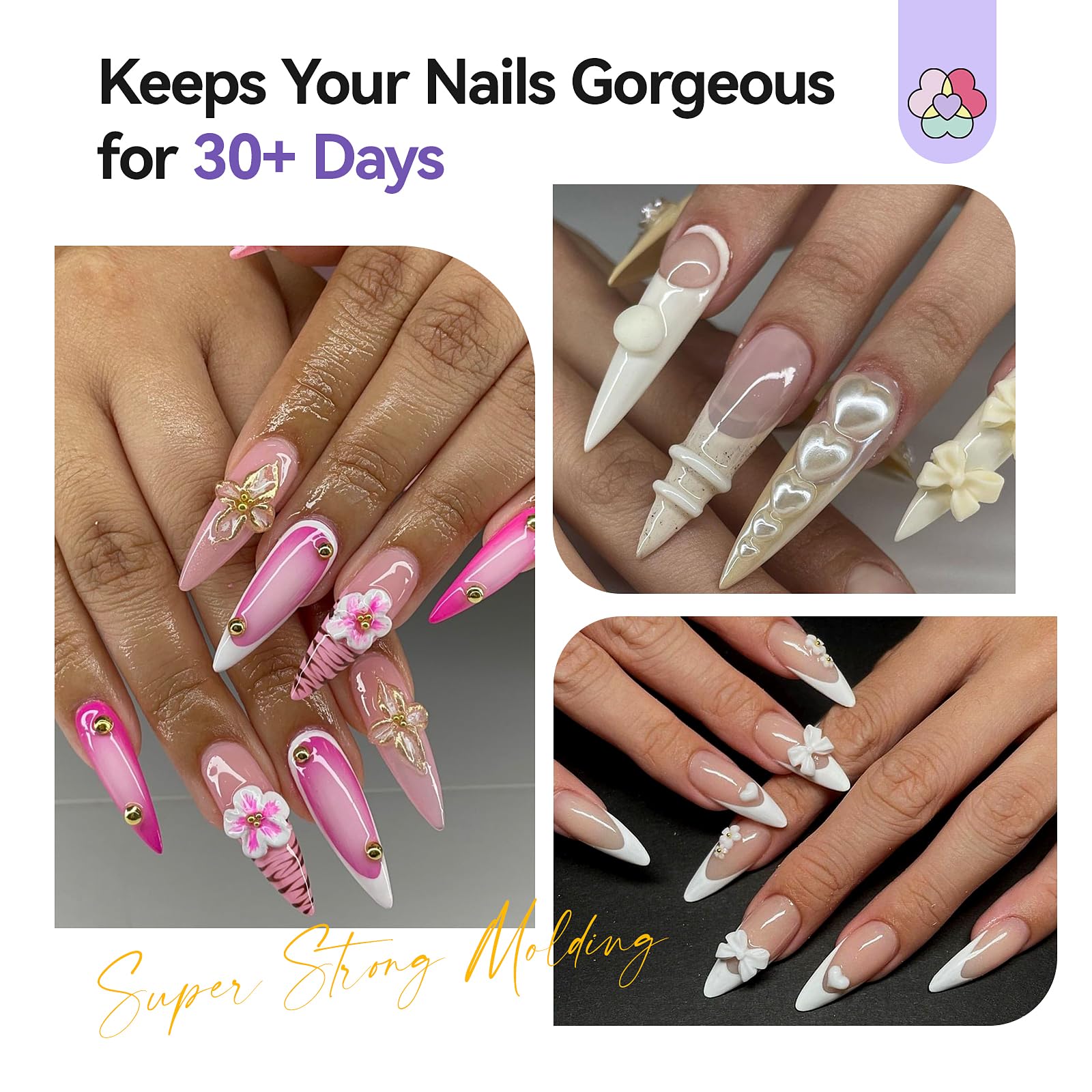 SAVILAND 60 g 3D Nail Gel – Strong Molding, No-Wipe White Sculpting Gel for 3D Nail Art