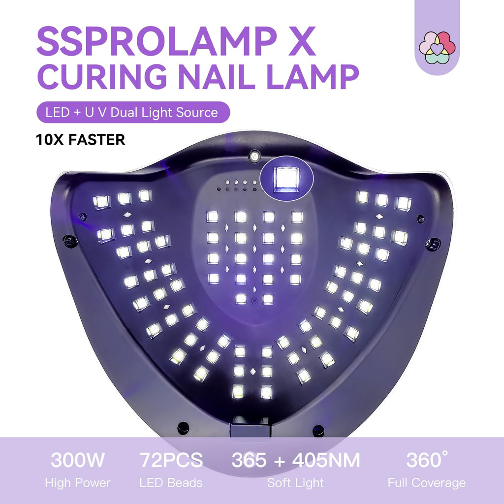 SAVILAND 300W UV Nail Lamp – Motion Sensor, Dual UV/LED, 72 LEDs, 4 Timers