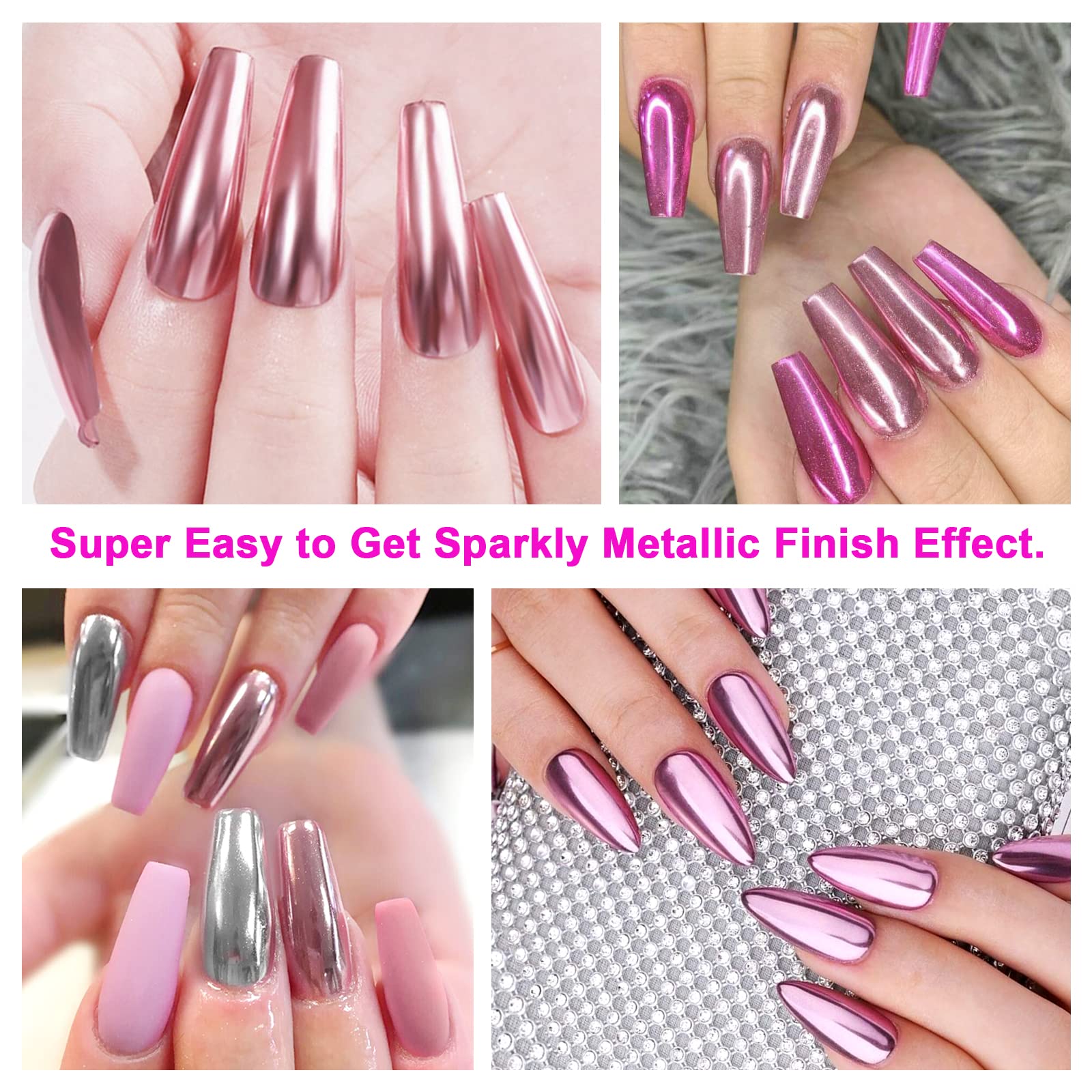 Saviland Chrome Nail Powder Set – 36 Colors, Mirror & Holographic Finish