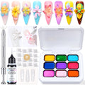 SAVILAND 3D Patting Gel Polish Kit: 9-Color Ombre & 3D Flower Mold