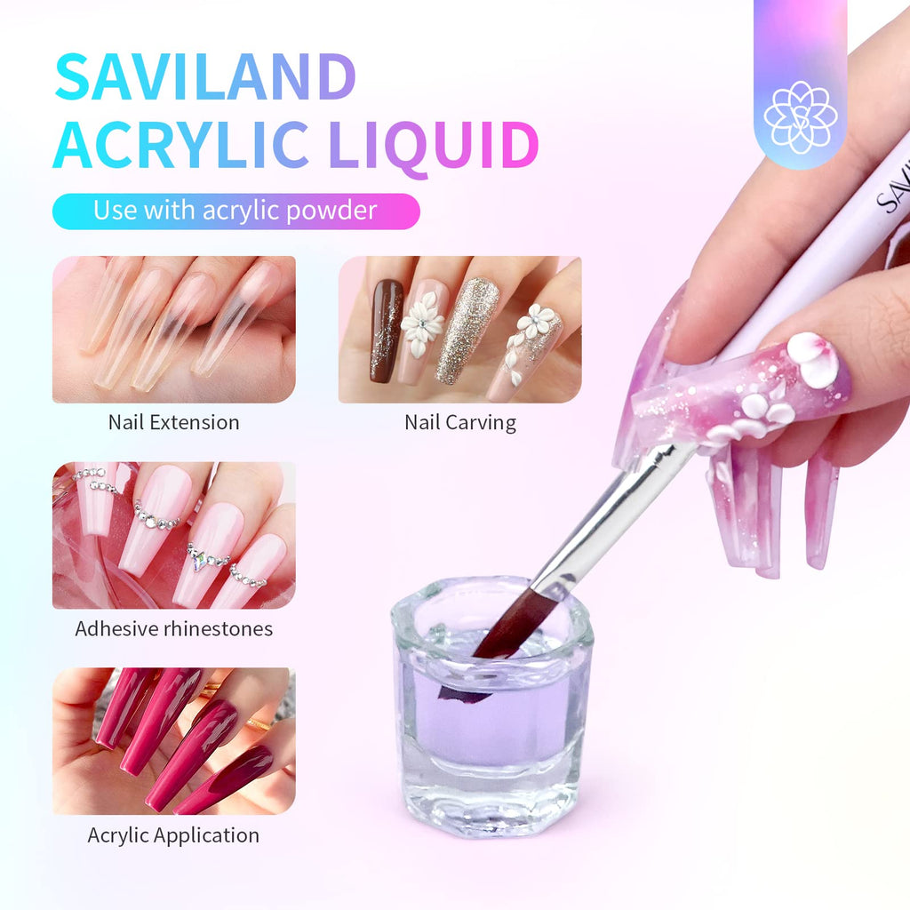SAVILAND Monomer Acrylic Nail Liquid 120ml — Non-Yellowing Formula for Extensions and Carving