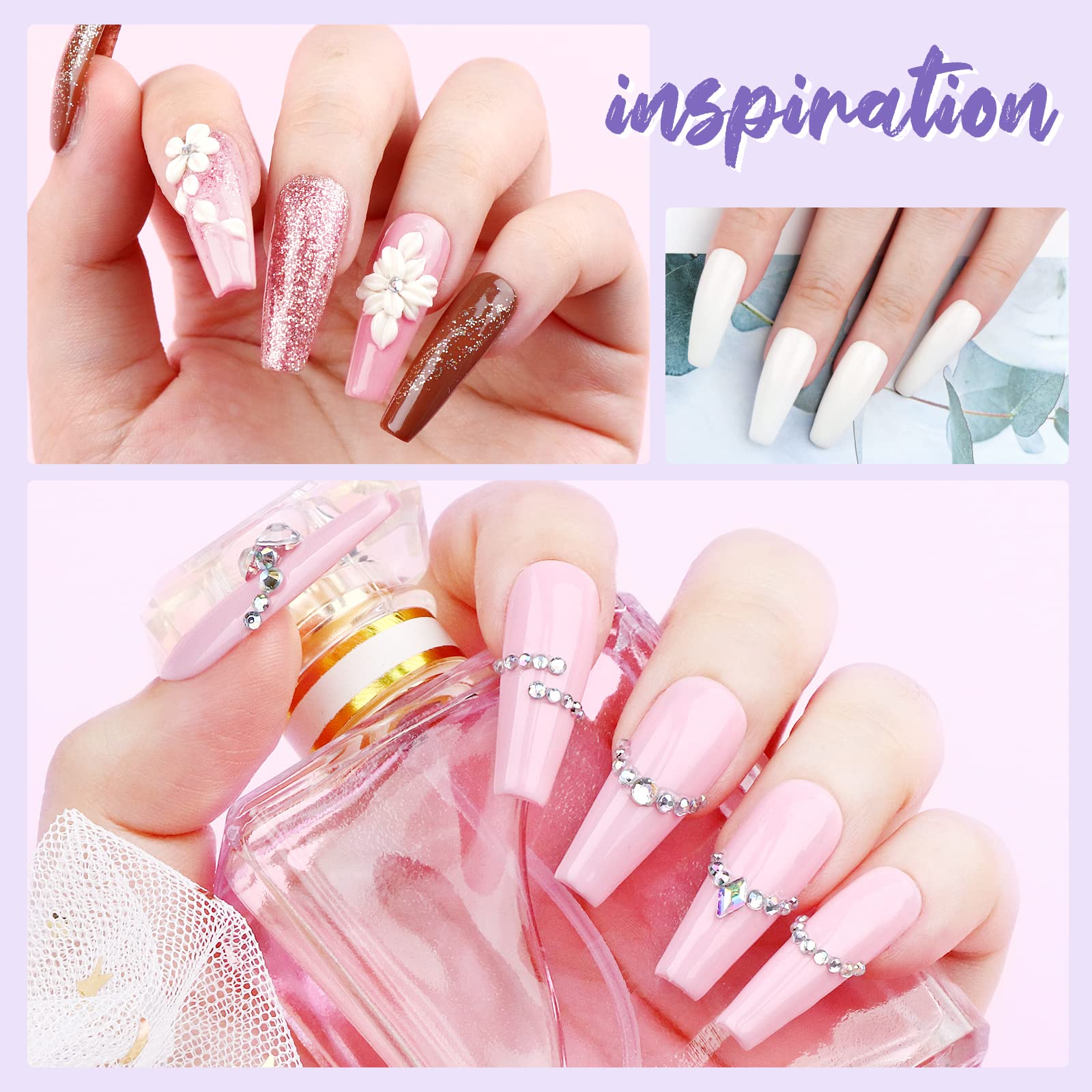 SAVILAND Acrylic Nail Kit with Drill – 15g White Pink Clear Powders + 60ml Monomer + 100 Nail Forms & Tools